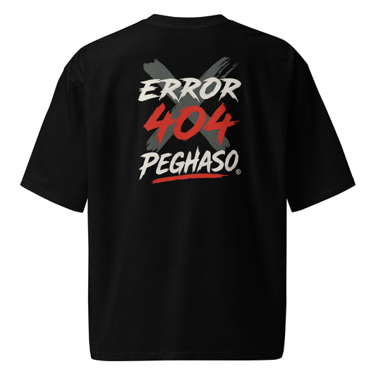camiseta oversize unisex "ERROR 404" negra con estampado disruptivo