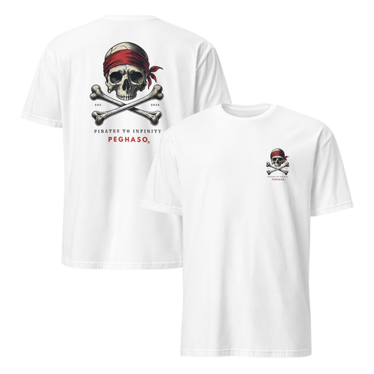 Espalda de camiseta oversize PEGHASO® CARABELA blanca con logo de marca.