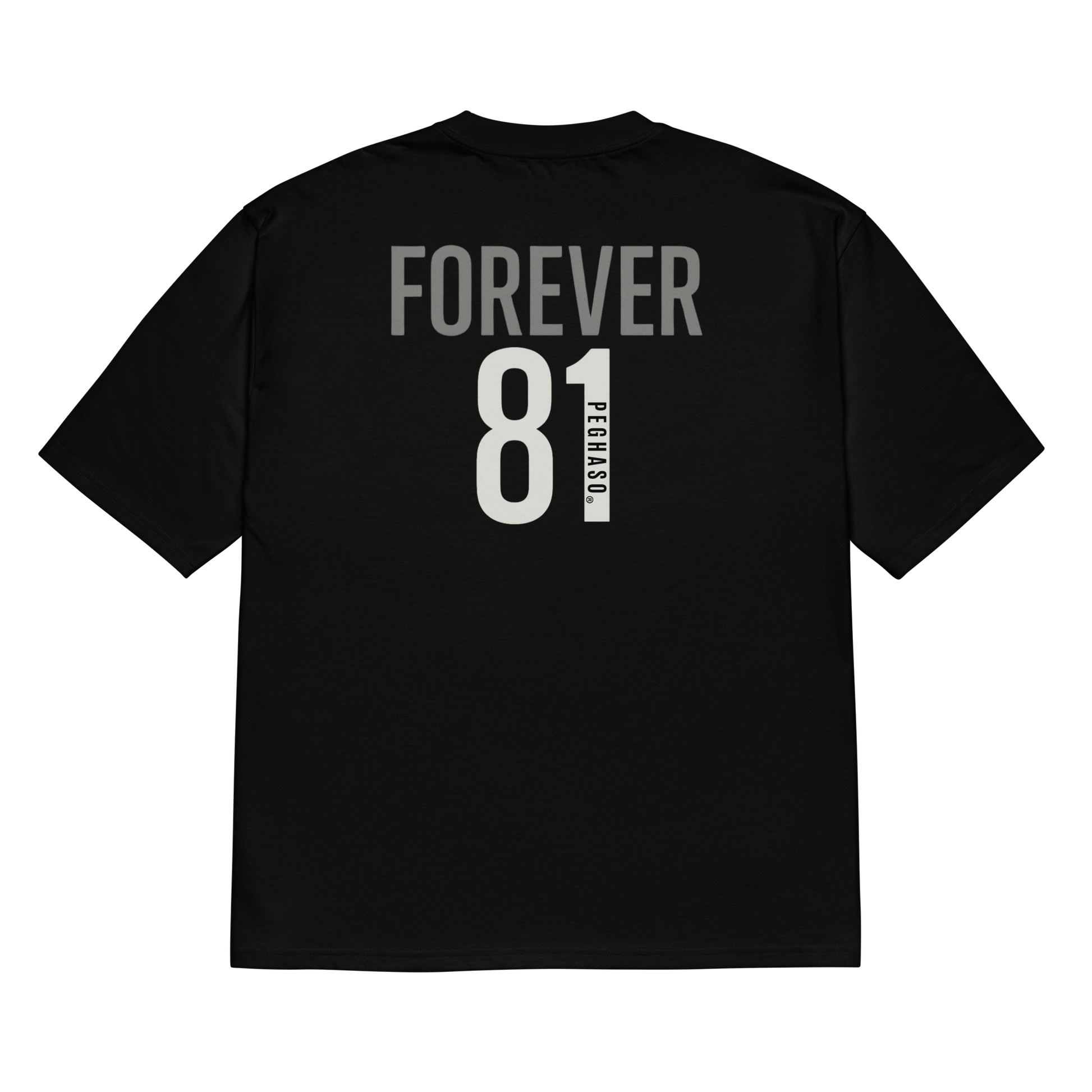 Camiseta de diseño unisex negra estilo oversize "FOREVER 81"