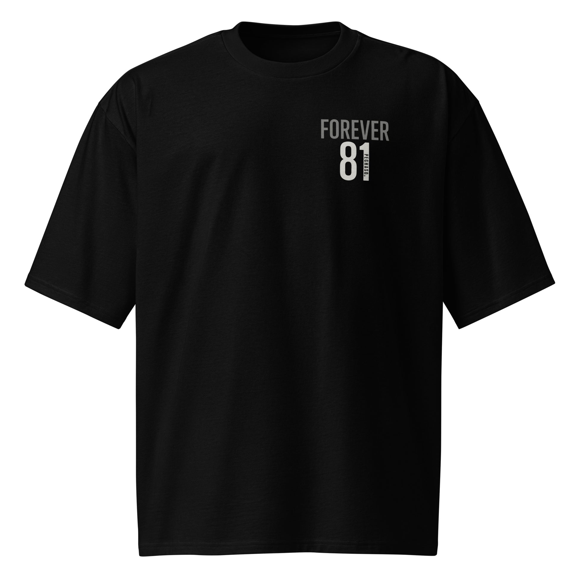 Camiseta de diseño unisex negra estilo oversize "FOREVER 81"