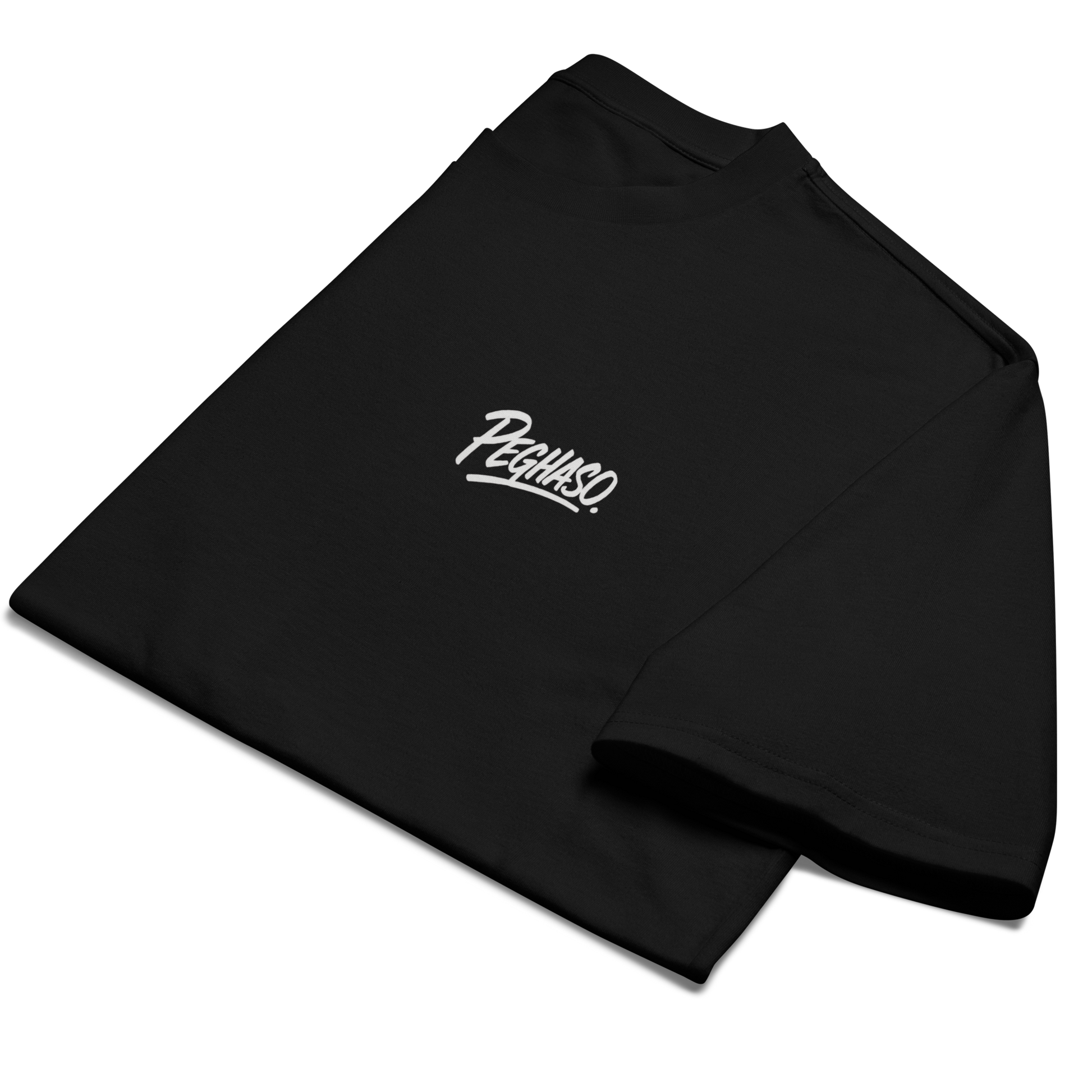 Detalle del tejido de algodón orgánico de la camiseta oversize BLACK CORE PEGHASO®