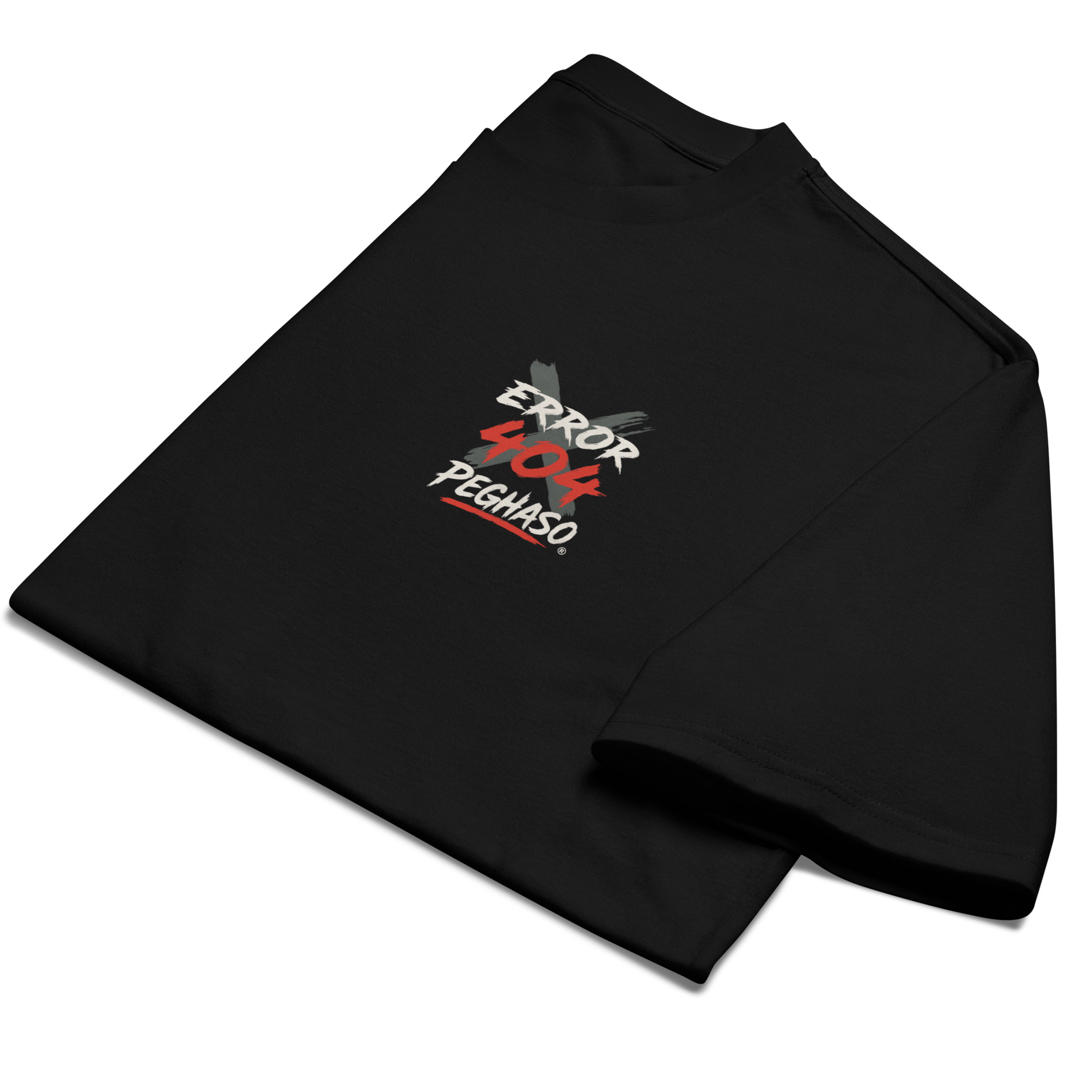 detalle del gráfico trasero "ERROR 404" en camiseta oversize