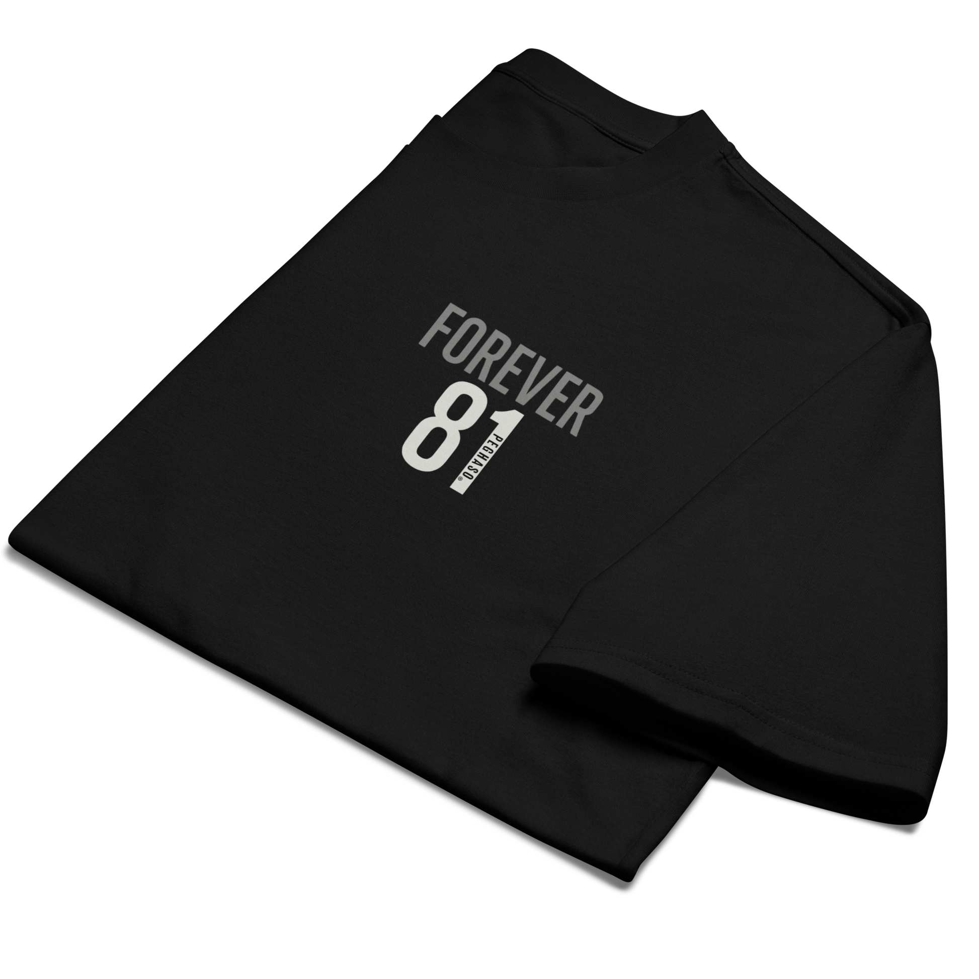 Camiseta de diseño hombre negra estilo oversize "FOREVER 81"