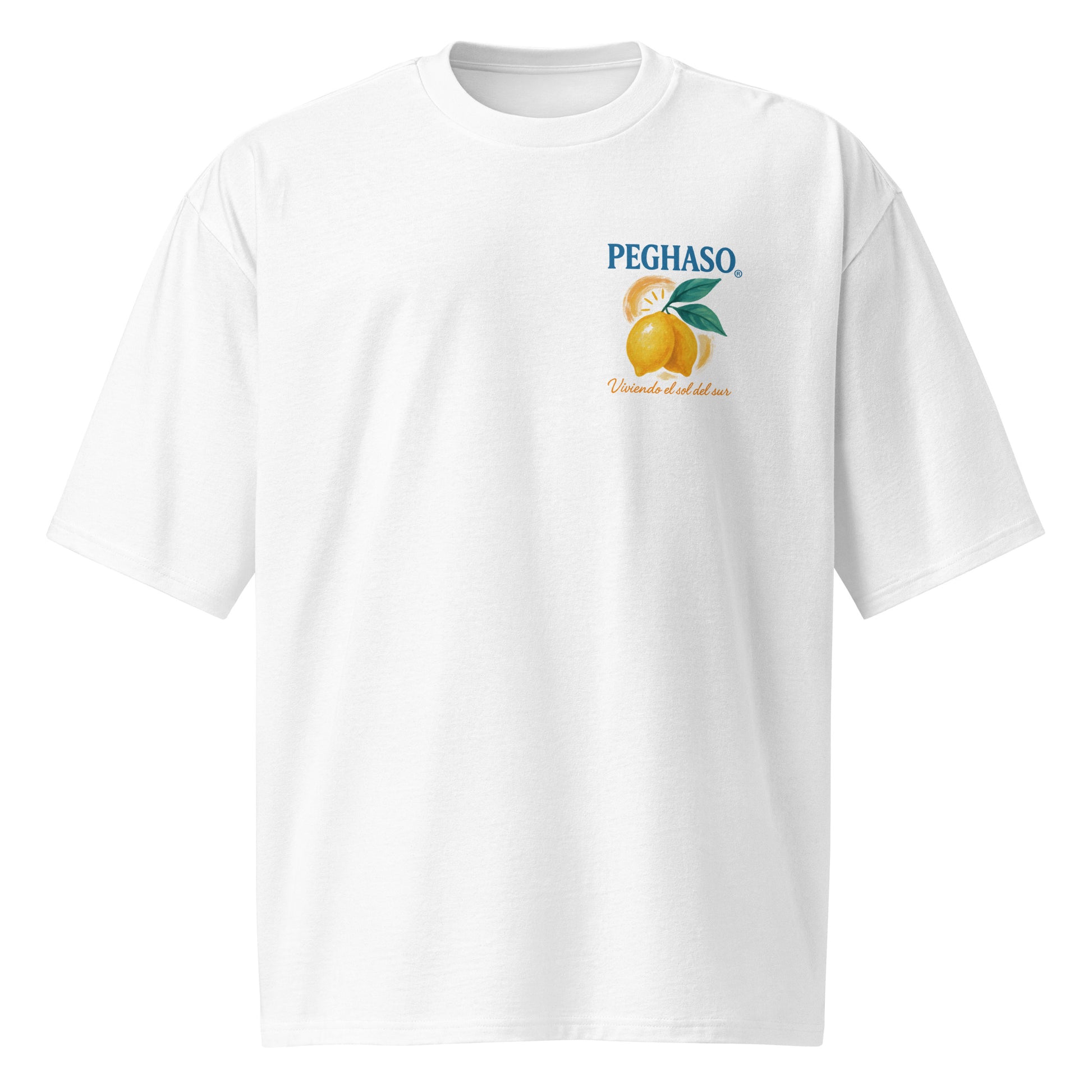 Detalle estampado limón camiseta holgada femenina