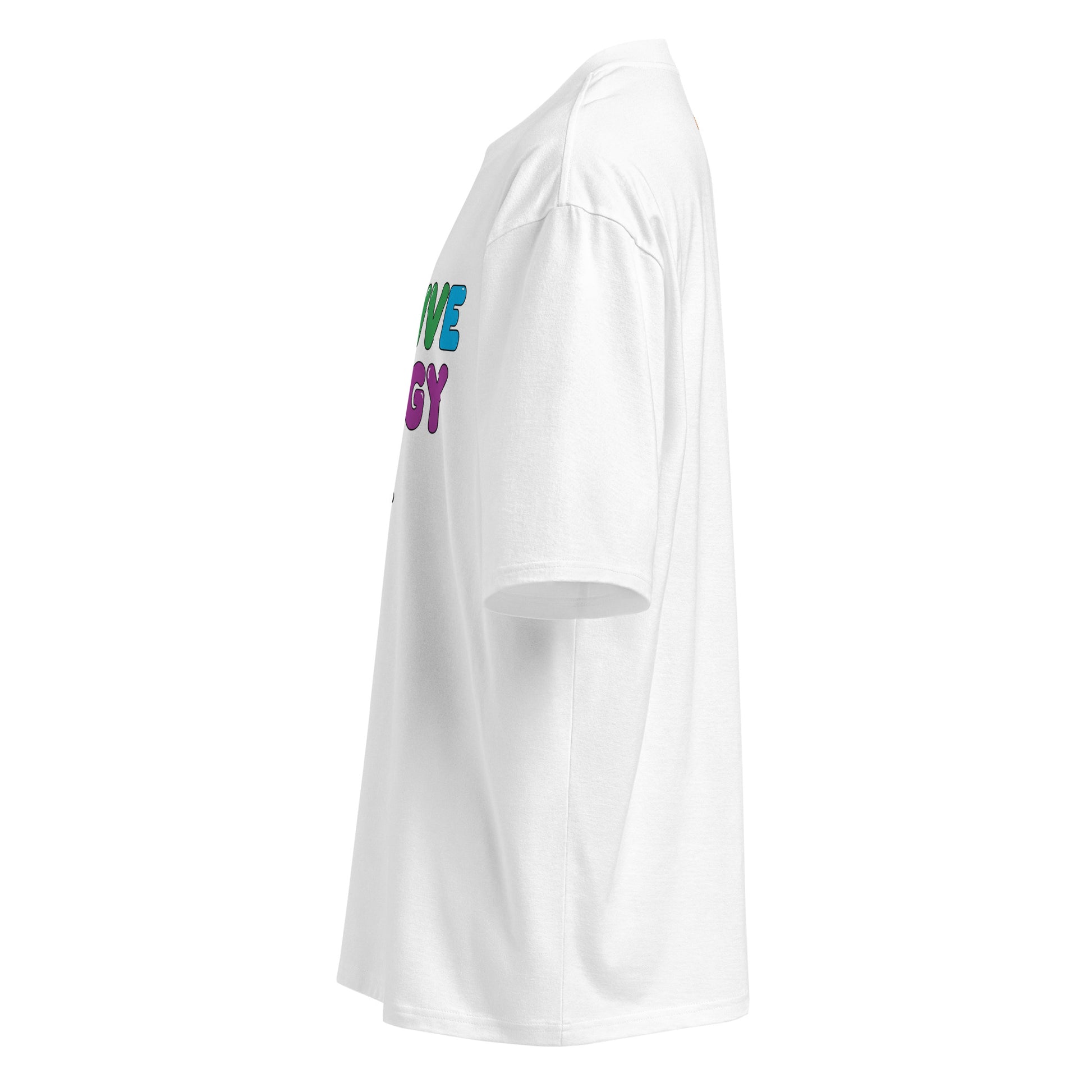 camiseta PEGHASO® POSITIVE ENERGY blanca oversize, estilo streetwear.