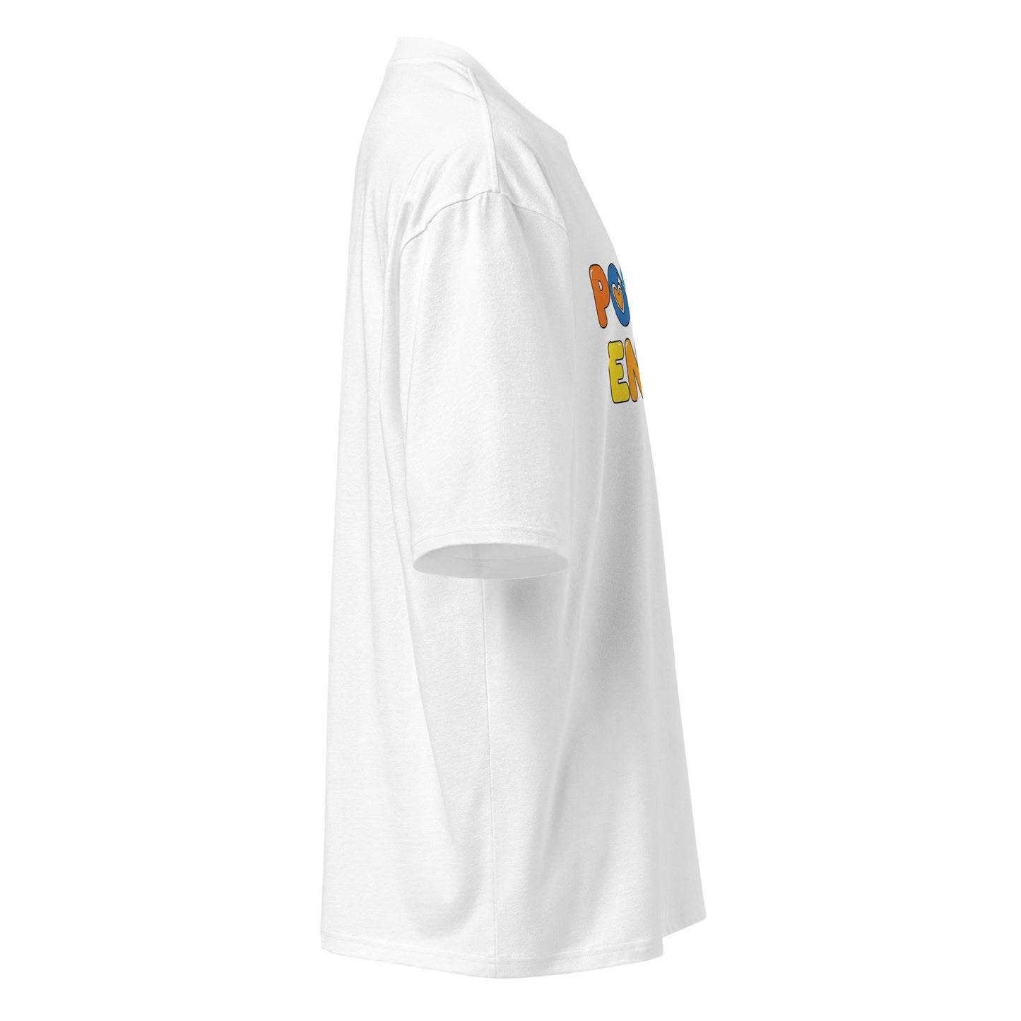 camiseta PEGHASO® POSITIVE ENERGY blanca oversize, estilo streetwear.