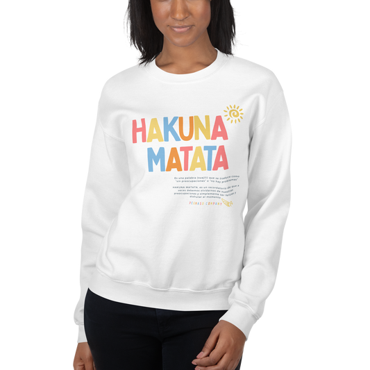 sudadera unisex PEGHASO HAKUNA MATATA - Blanca, Algodon, estilo casual