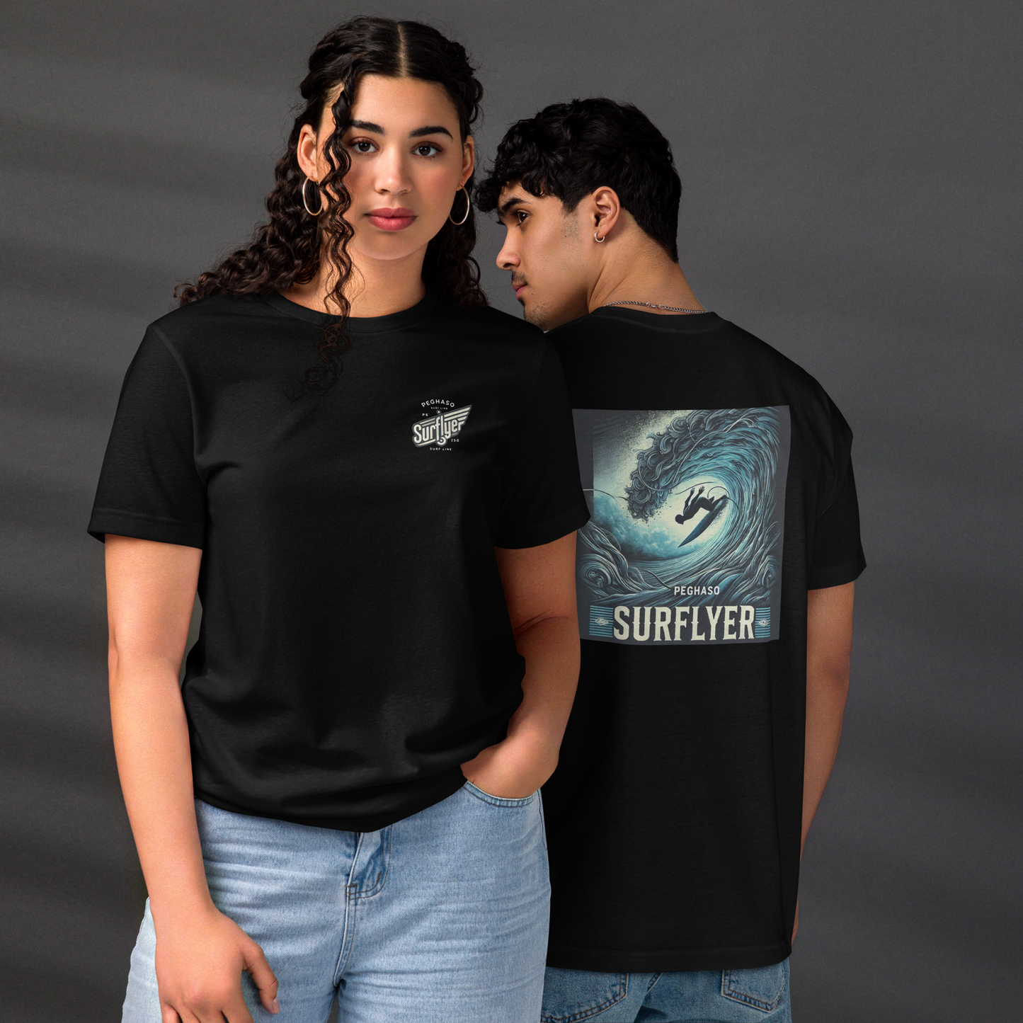 SURFLYER BLACK WAVES - camiseta surfera ecológica