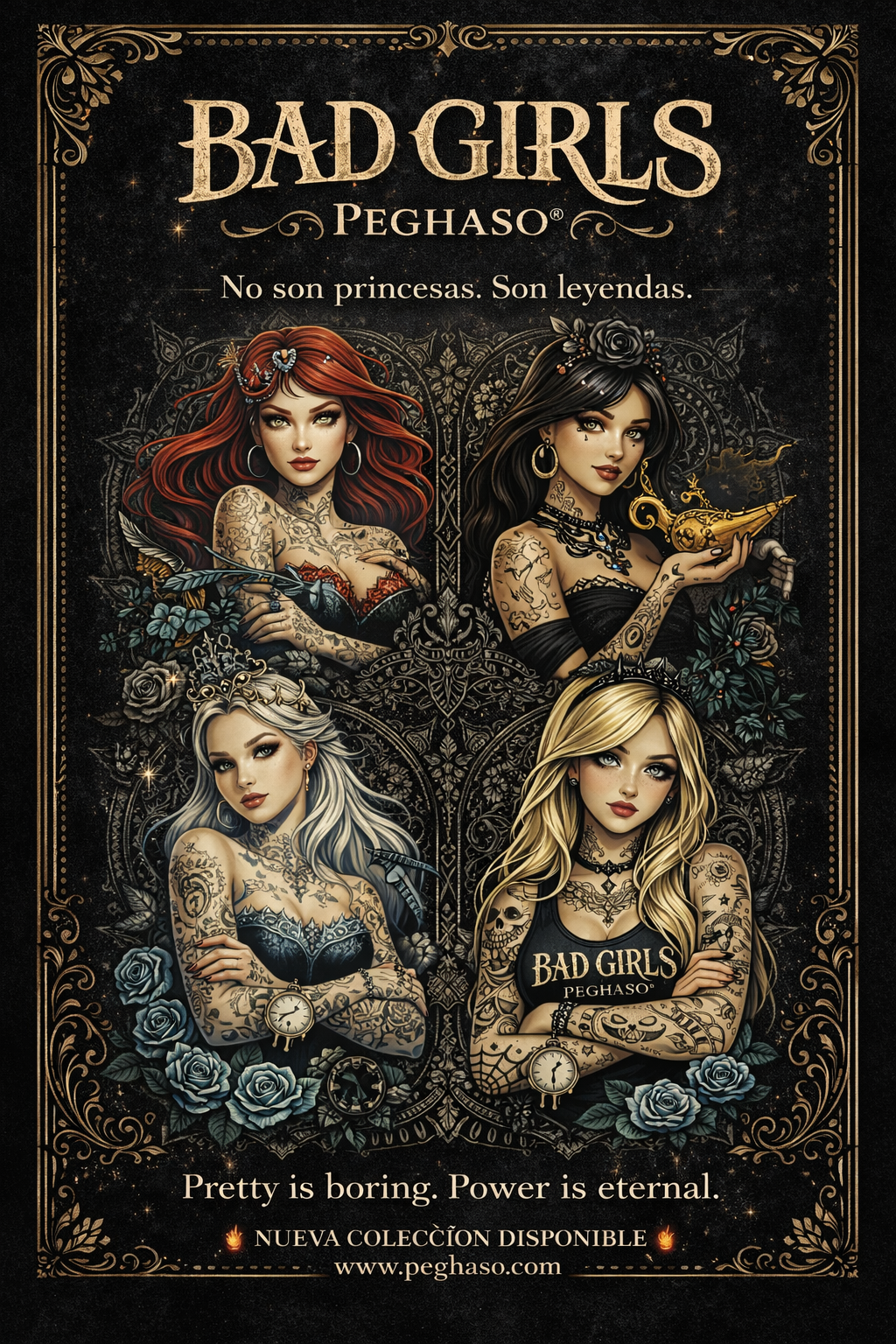 camiseta princesa DISNEY TATUADAS Y REBELDES MUJER  - PEGHASO