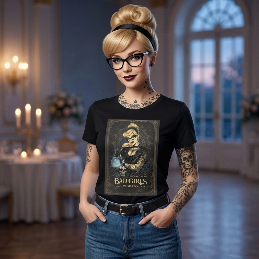 CAMISETA CENICIENTA TATUTADA Y REBELDE MUJER PEGHASO DISNEY