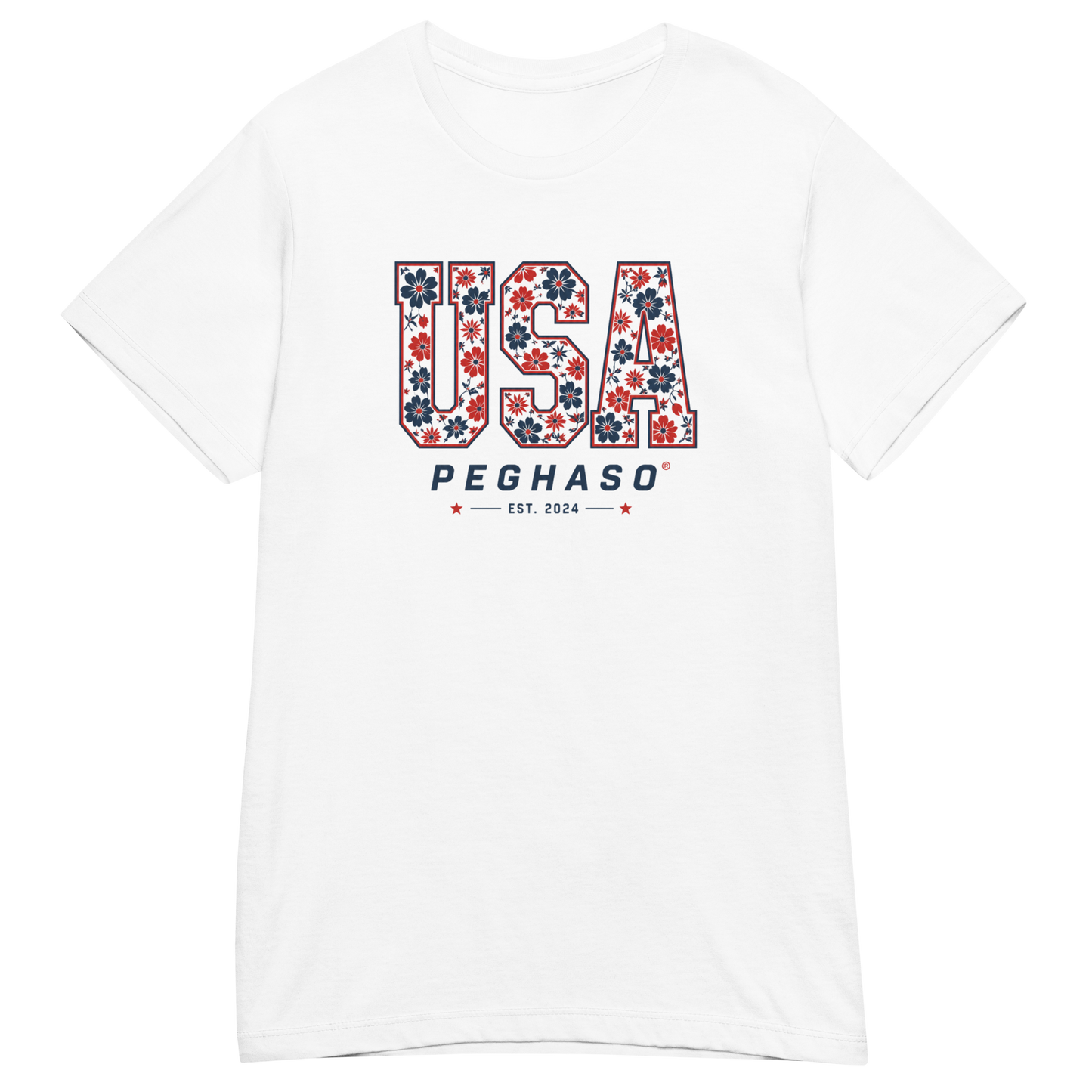 detalle-estampado-floral-usa-logo-peghaso-calidad-premium