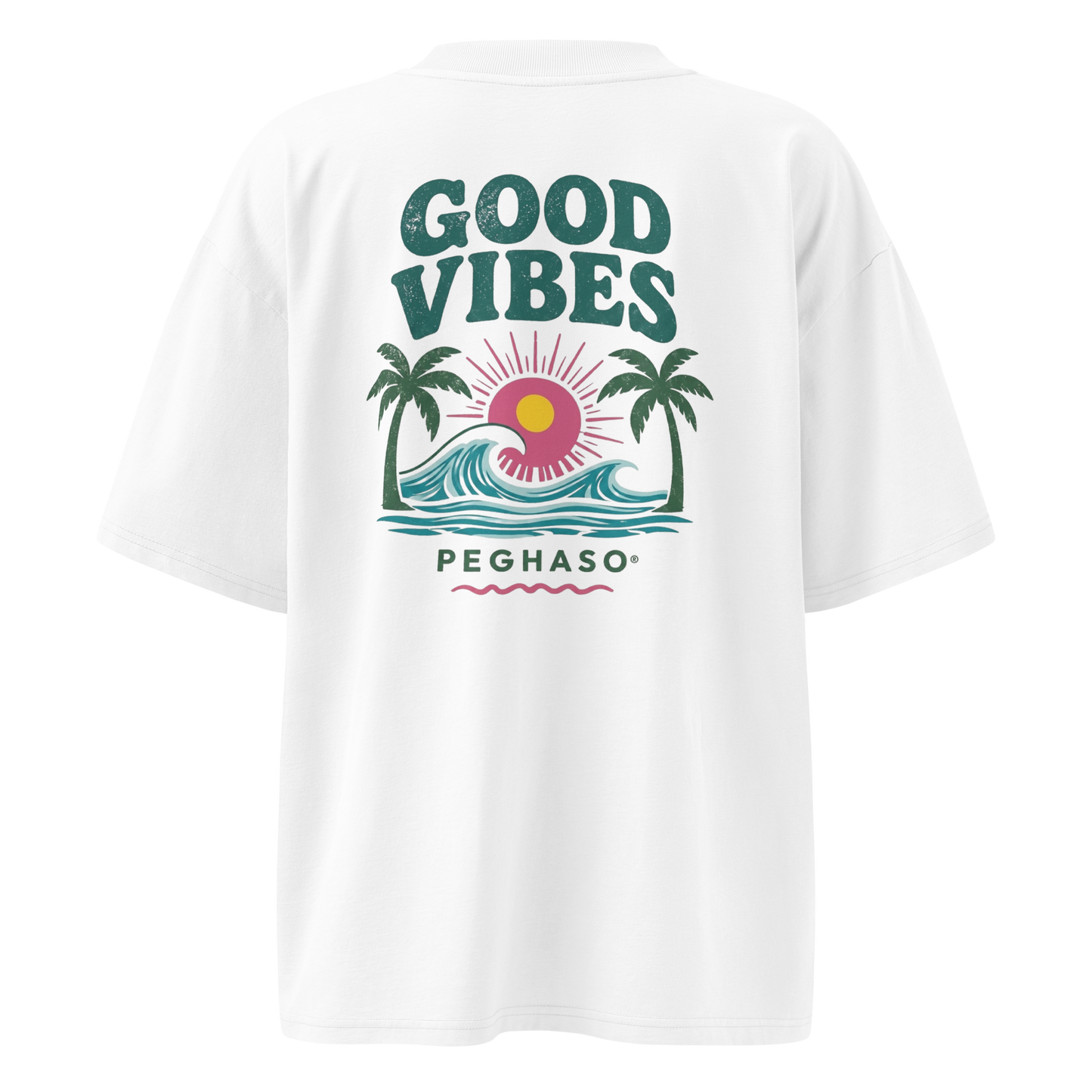 Camiseta oversize con diseño surf tropical y estilo streetwear