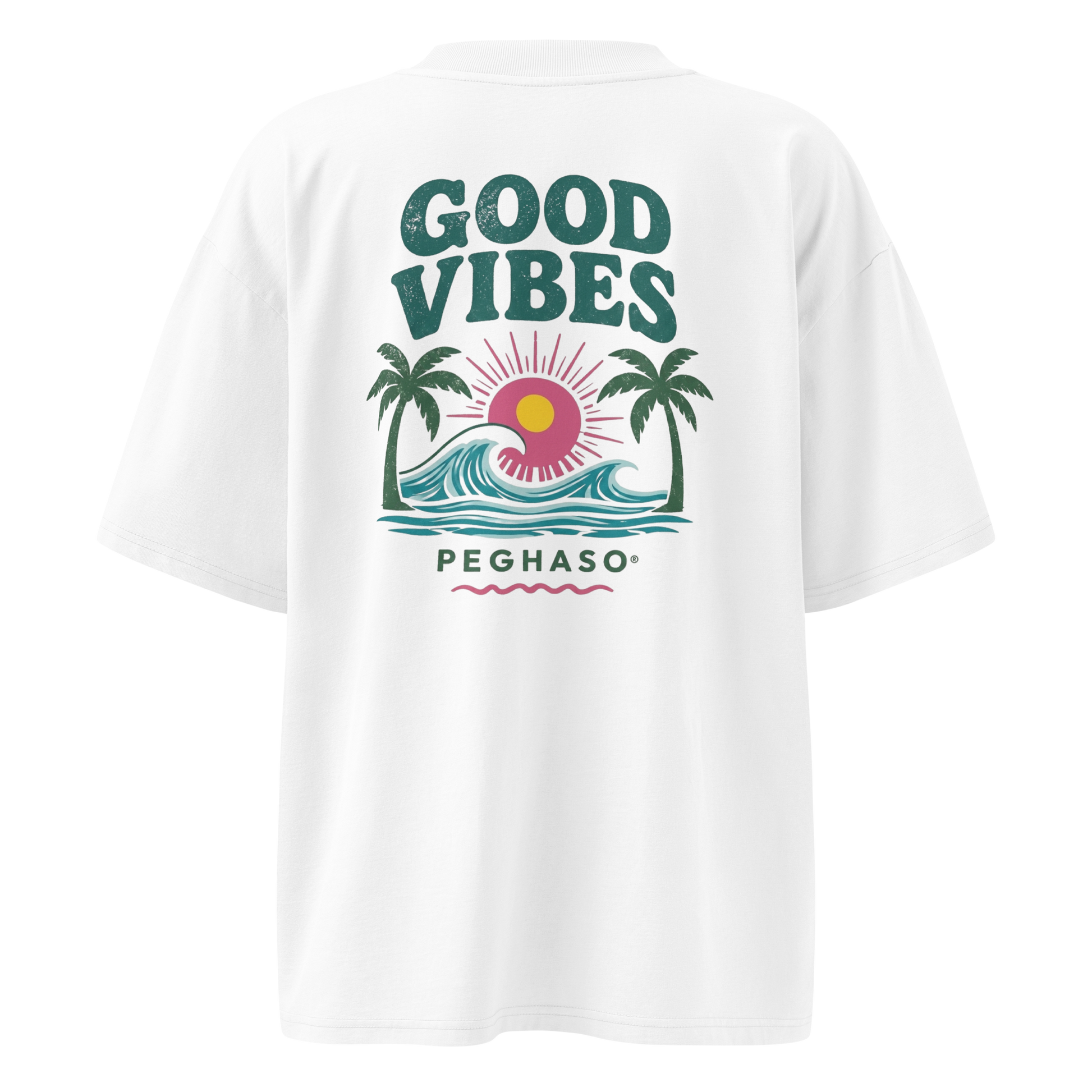 Camiseta oversize con diseño surf tropical y estilo streetwear