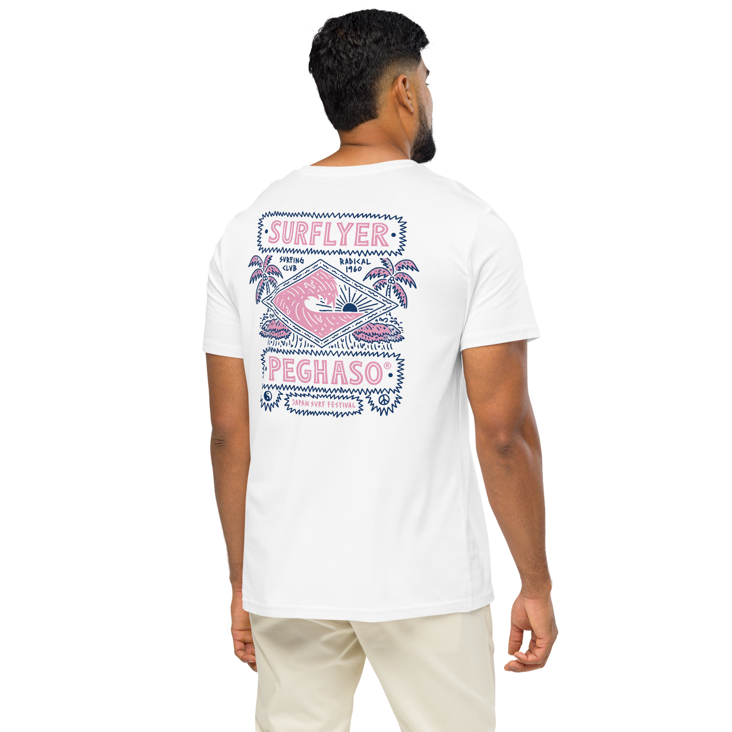 Camiseta-surfera-hombre-blanca-diseño-retro-espalda-peghaso.