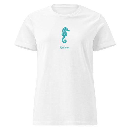 Camiseta de verano mujer blanca algodon alta calidad caballito de mar