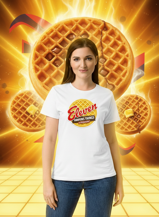 camiseta-eleven-waffle-EGGO-hawkins-Stranger-things-peghaso-blanca