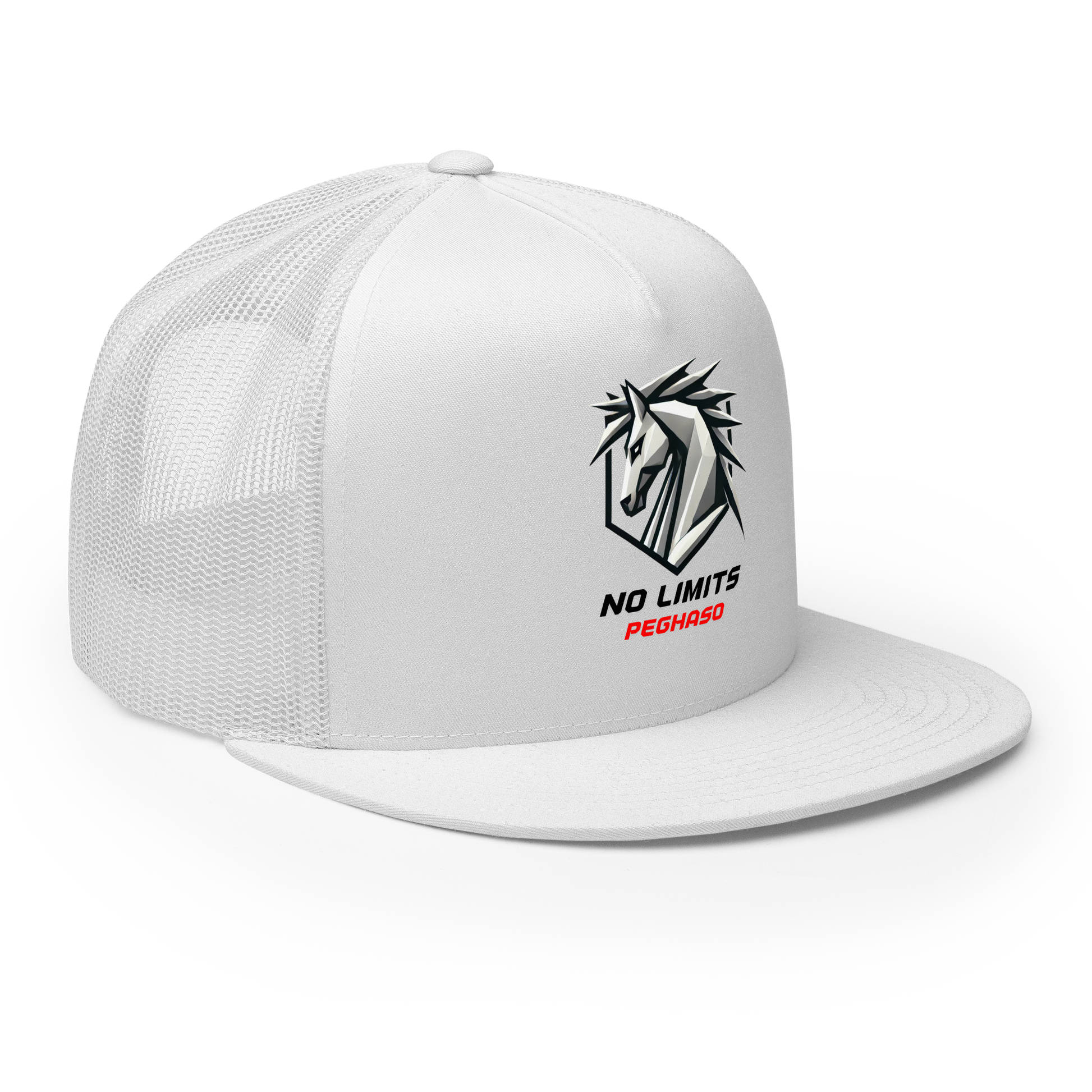 Gorra trucker de rejilla blanca y negra No Limits de PEGHASO streetwear