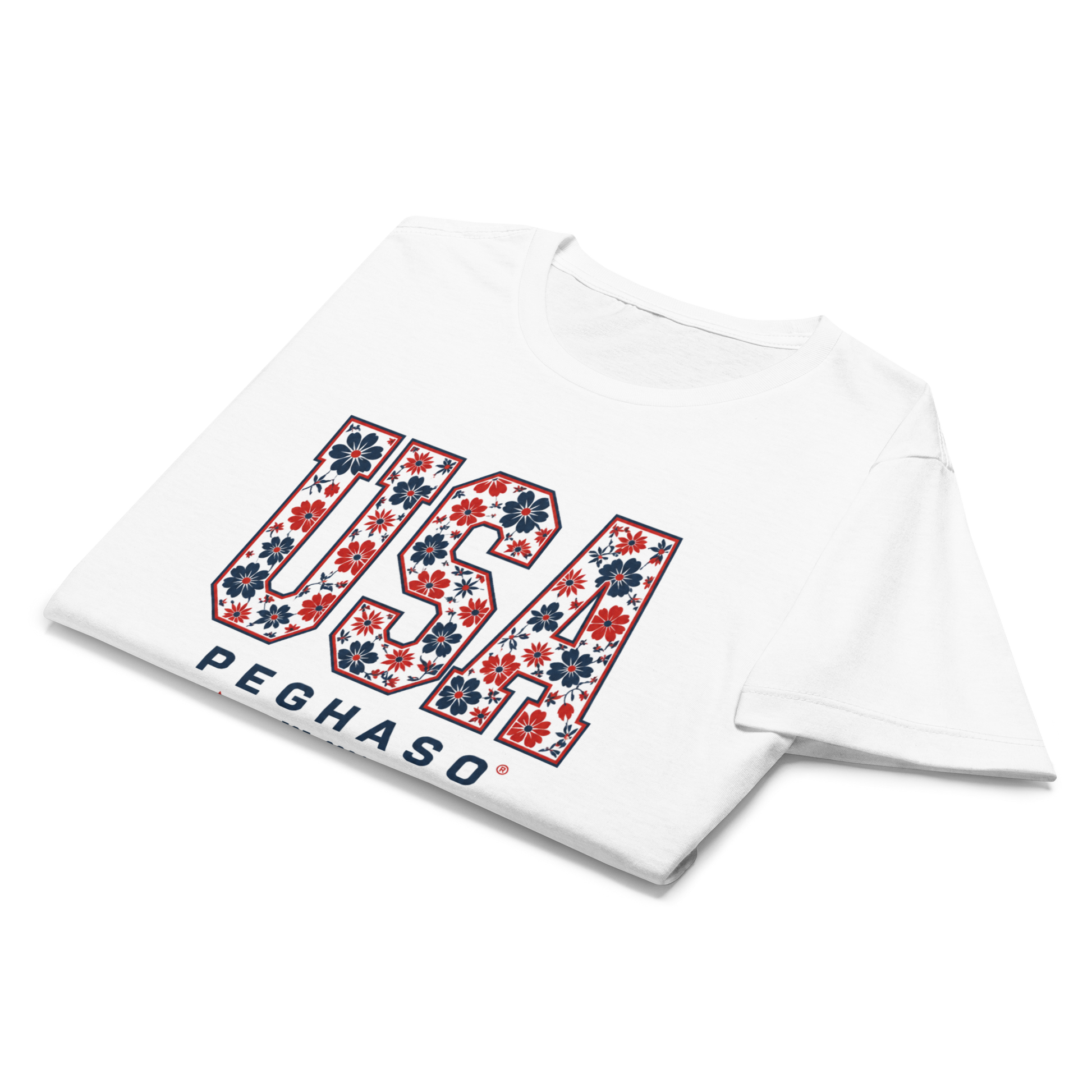 camiseta-blanca-mujer-floral-usa-peghaso-algodon-softstyle-basica