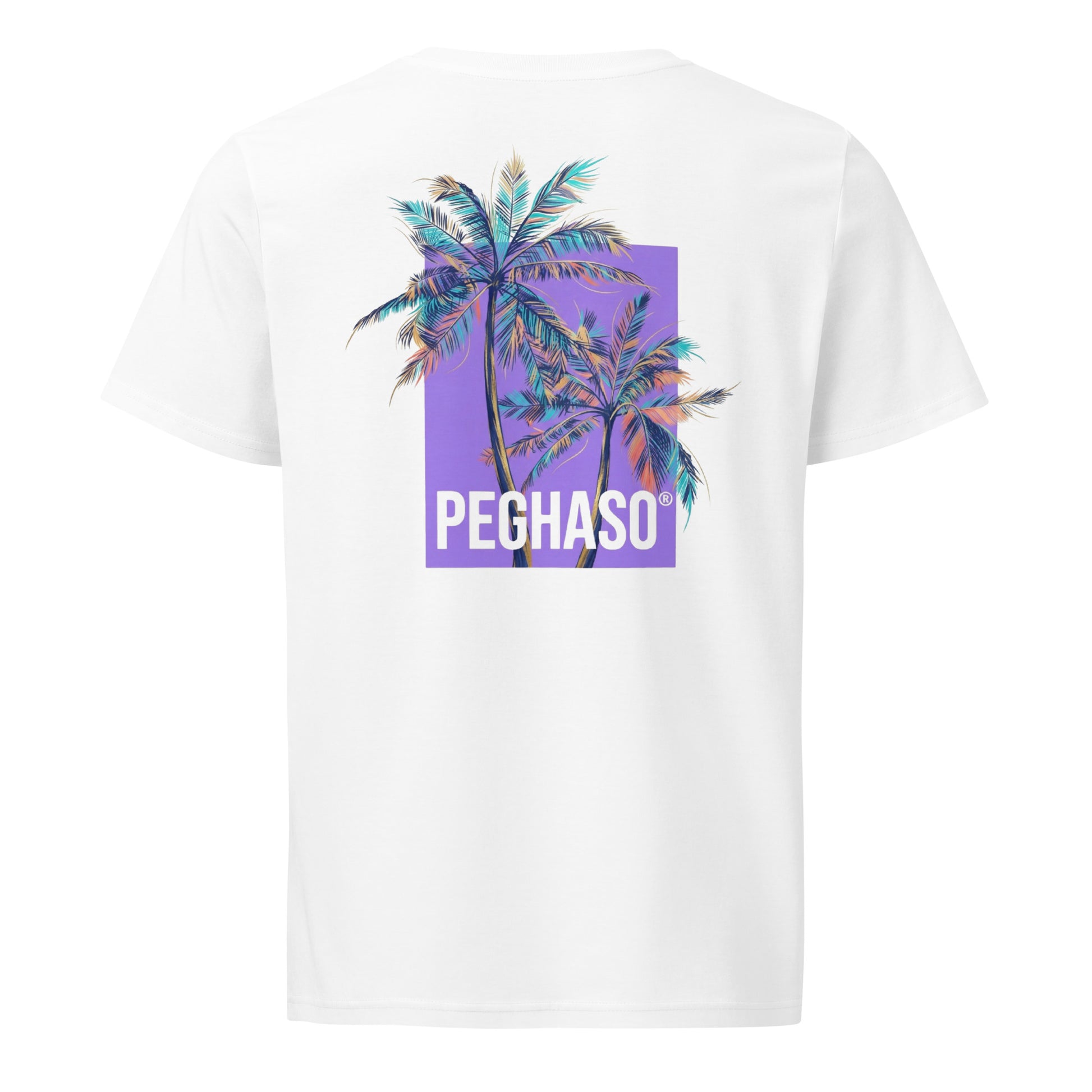 camiseta california blanca palmeras atras peghaso