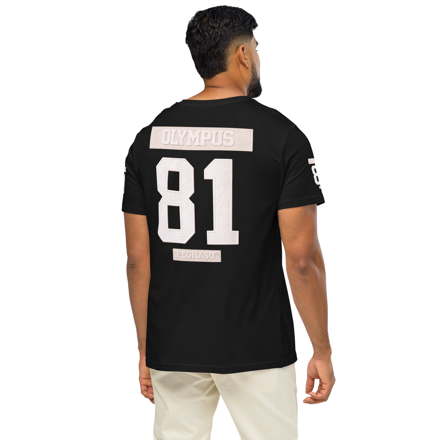 Camiseta negra Olympus 81 estilo Super Bowl 2026 moda urbana Peghaso