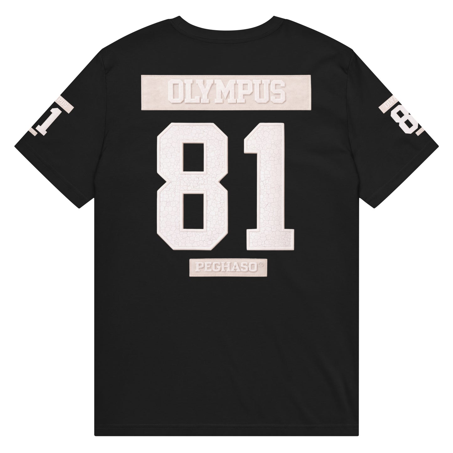 Camiseta negra Olympus 81 estilo Super Bowl 2026 moda urbana Peghaso
