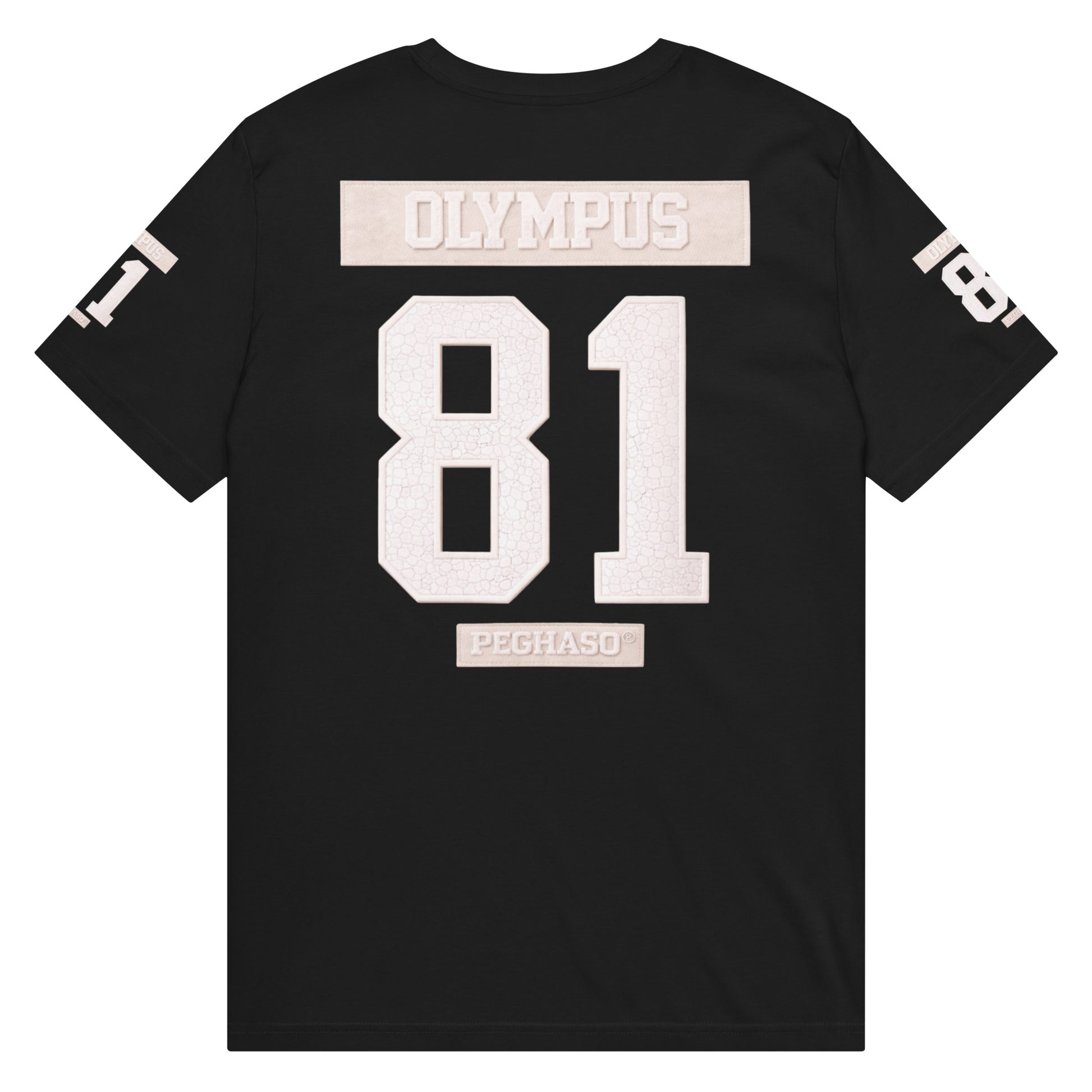Camiseta negra Olympus 81 estilo Super Bowl 2026 moda urbana Peghaso