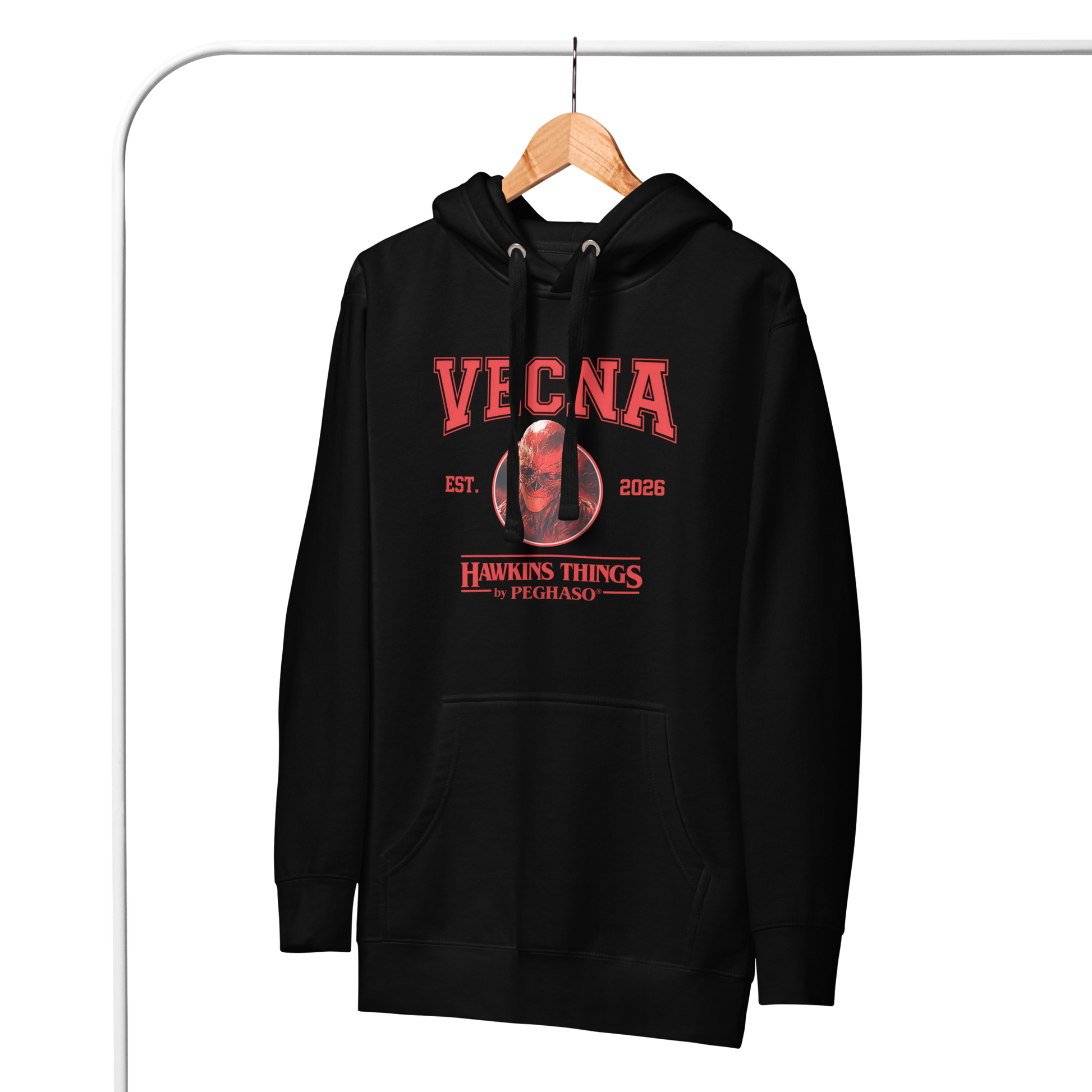 Sudadera con capucha negra de Vecna diseño exclusivo Hawkins Things de PEGHASO