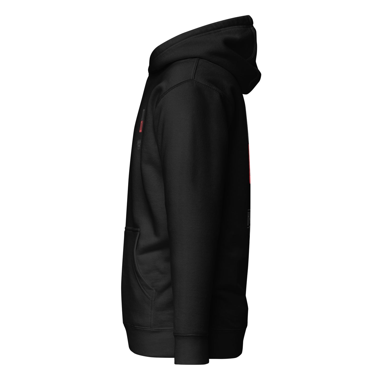 Sudadera con capucha negra 011 con logo rojo inspirada en Once de Stranger Things.