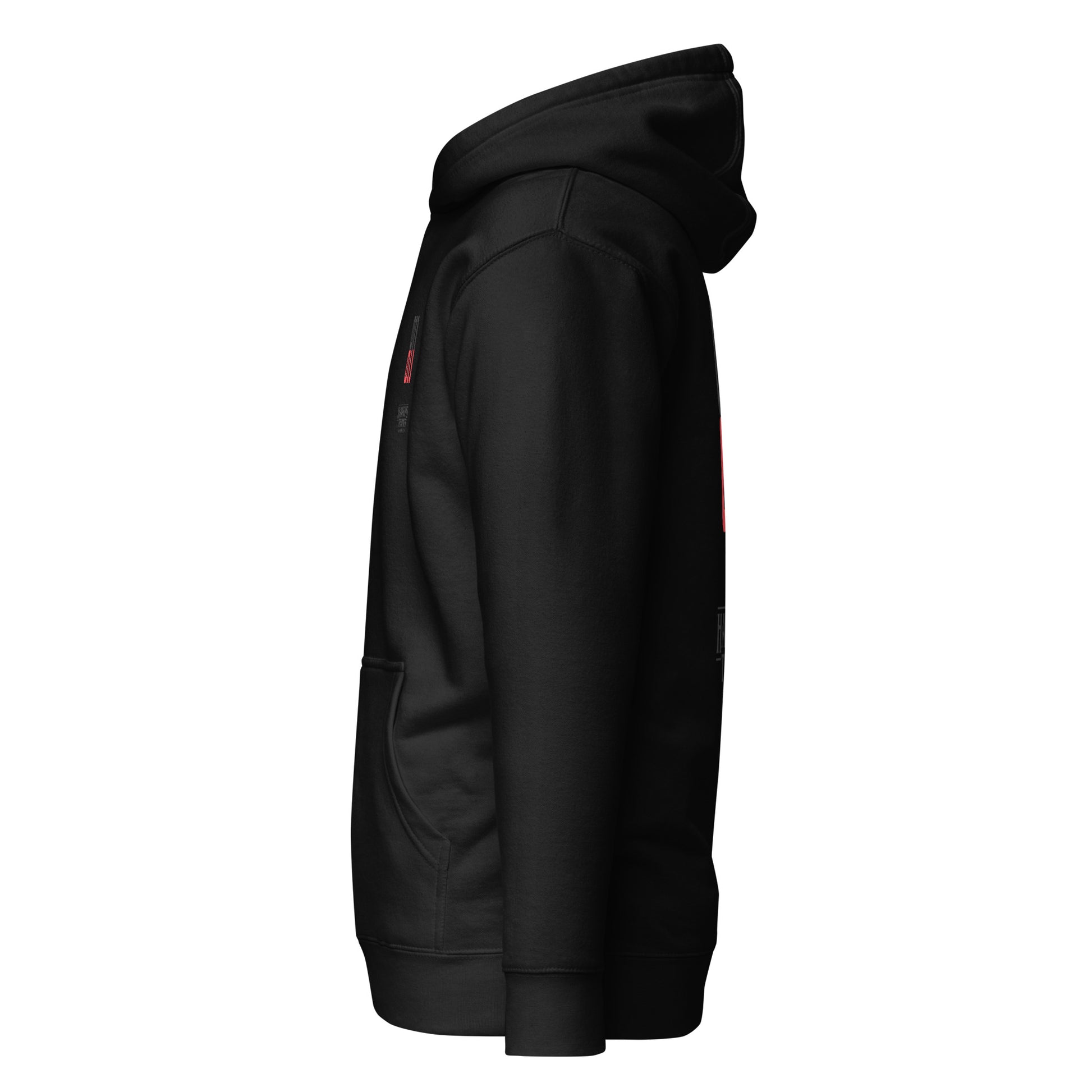 Sudadera con capucha negra 011 con logo rojo inspirada en Once de Stranger Things.
