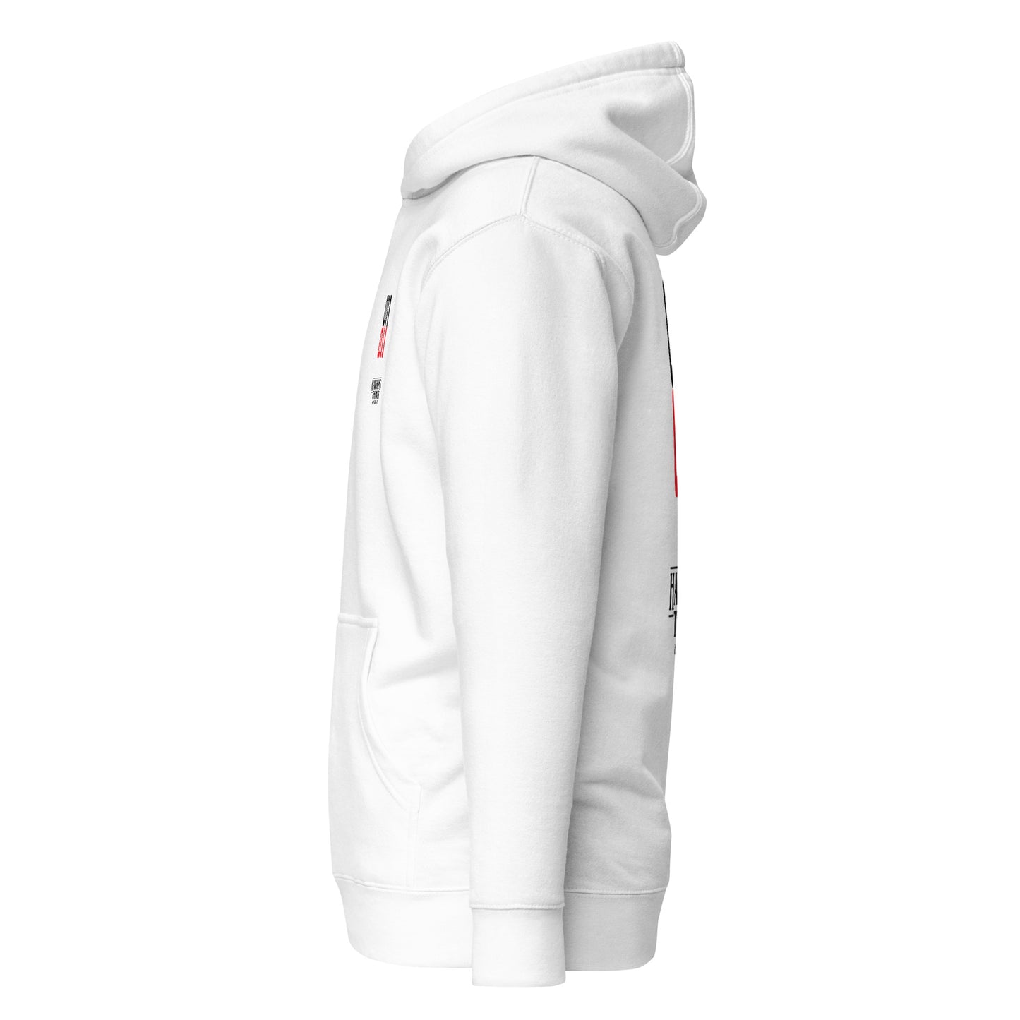 Sudadera con capucha blanca 011 con logo rojo inspirada en Once de Stranger Things.