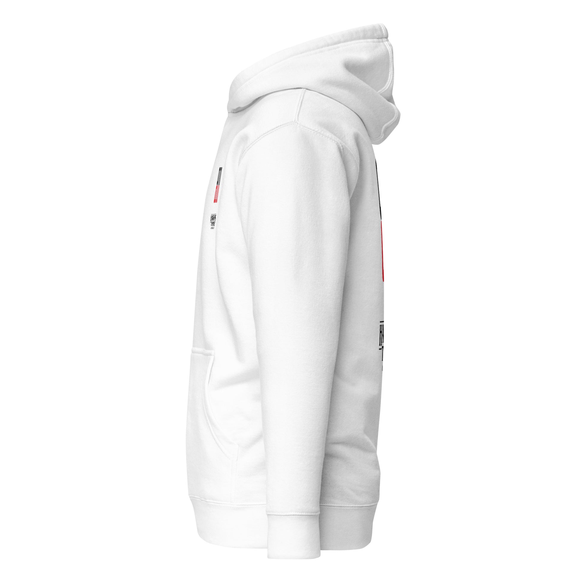Sudadera con capucha blanca 011 con logo rojo inspirada en Once de Stranger Things.