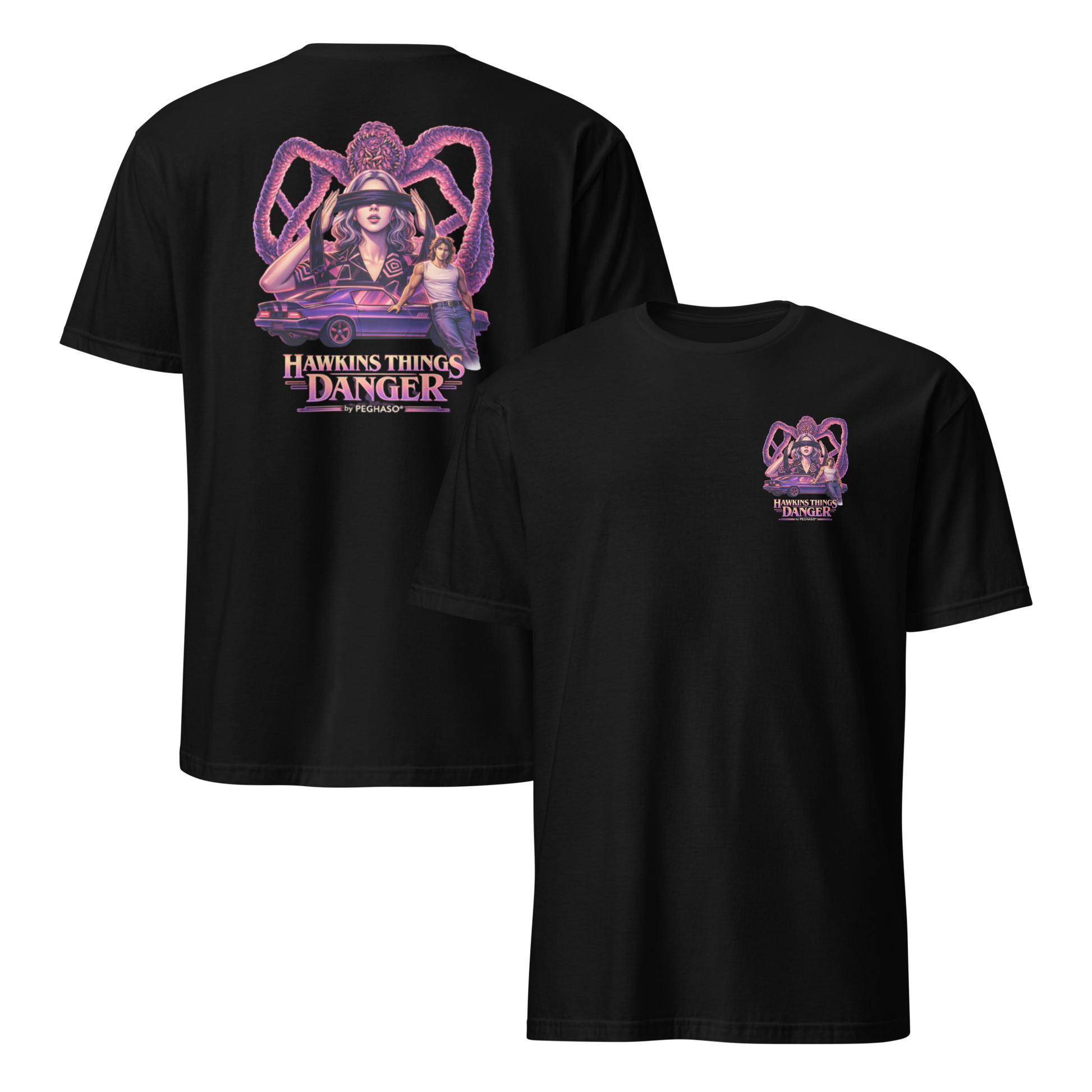 Camiseta Eleven y Billy con Monstruo Hawkins Streetwear 80s