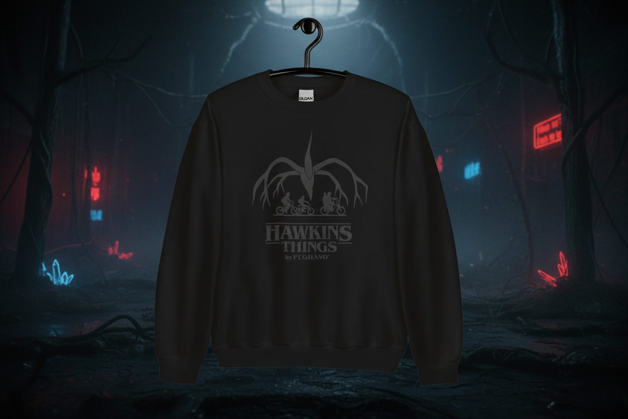 sudadera negra demogorgon COLECCION HAWKINS THINGS by PEGHASO