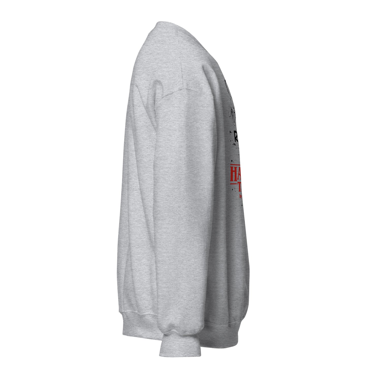 Sudadera luces Navidad Stranger Things diseño RUN con guirnalda y luna creciente. Sudadera gris stranger things