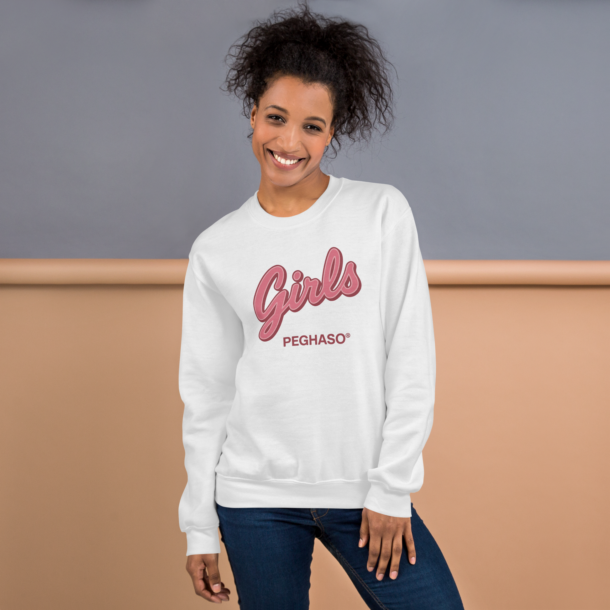 “Sudadera PEGHASO Sweet Girls Edition blanca – Sudadera unisex estilo oversize”
