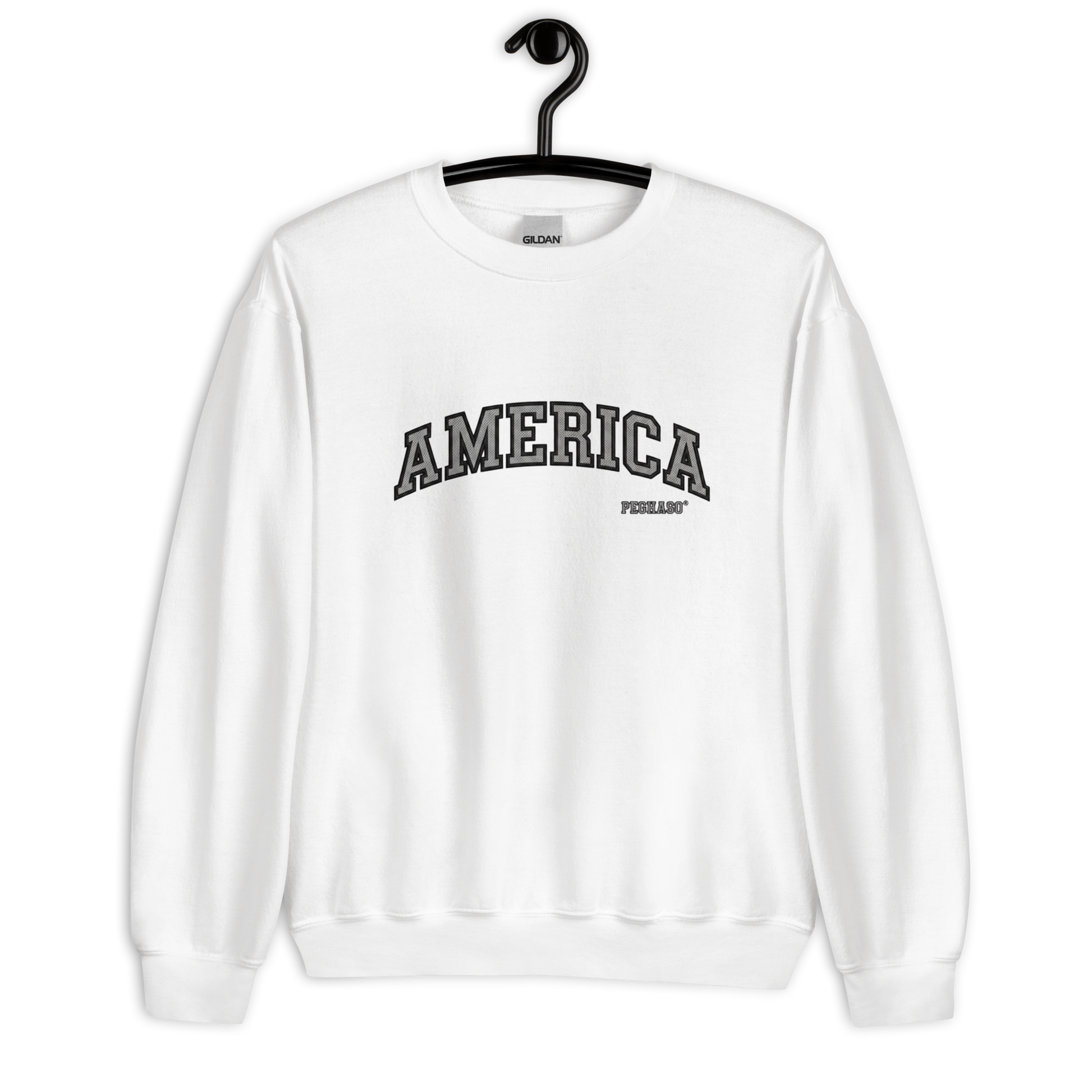 Modelo con sudadera AMERICA CHANDLER PEGHASO – outfit streetwear Friends