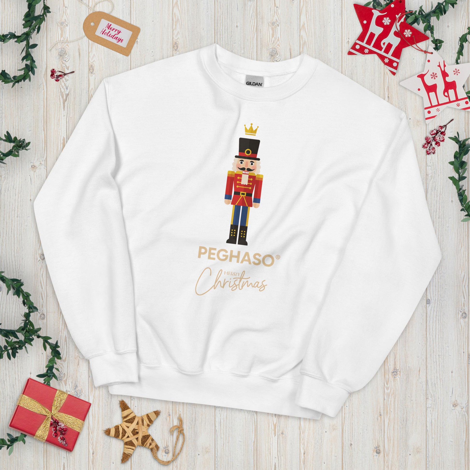SUDADERA BLANCA CASCANUECES NAVIDAD PEGHASO