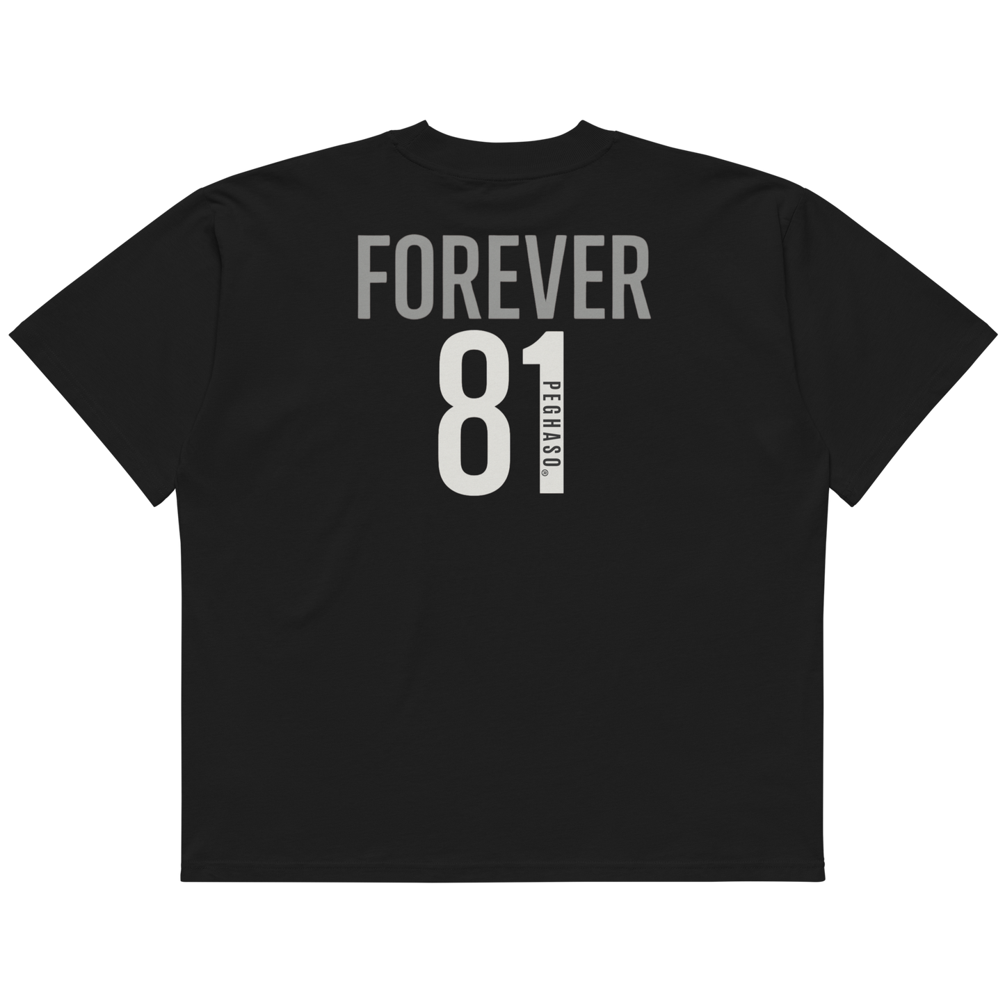 Camiseta oversize negra "FOREVER 81" de algodón para hombre