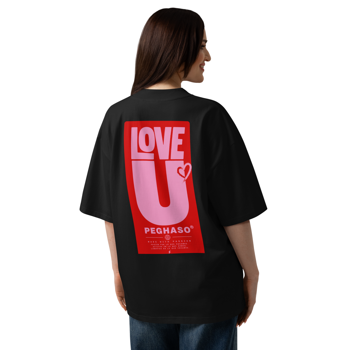 Camiseta Oversize "I LOVE U" de PEGHASO - Diseño Gráfico Exclusivo
