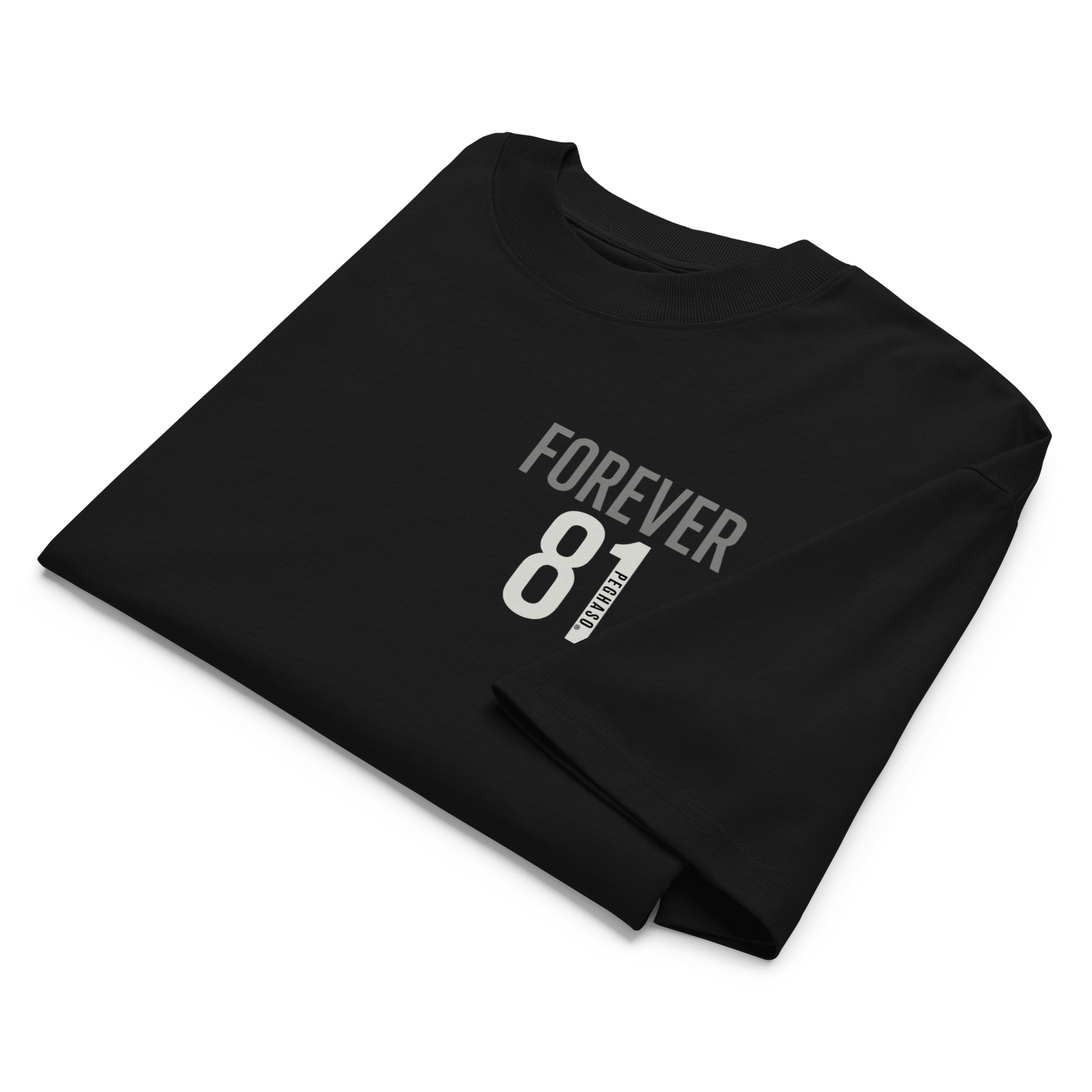 Camiseta de diseño unisex negra estilo oversize "FOREVER 81"