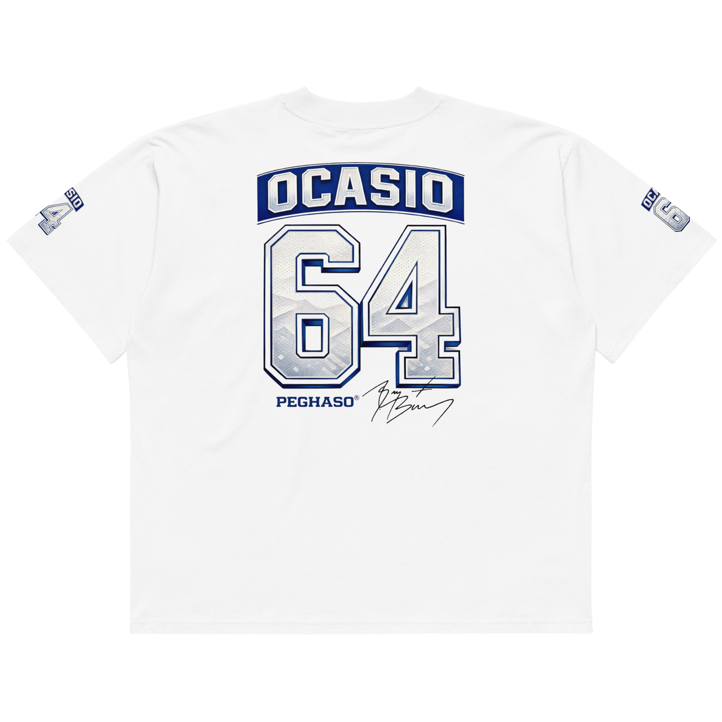 Camiseta Ocasio 64 Bad Bunny Super Bowl espalda con firma BAD BUNNY Peghaso