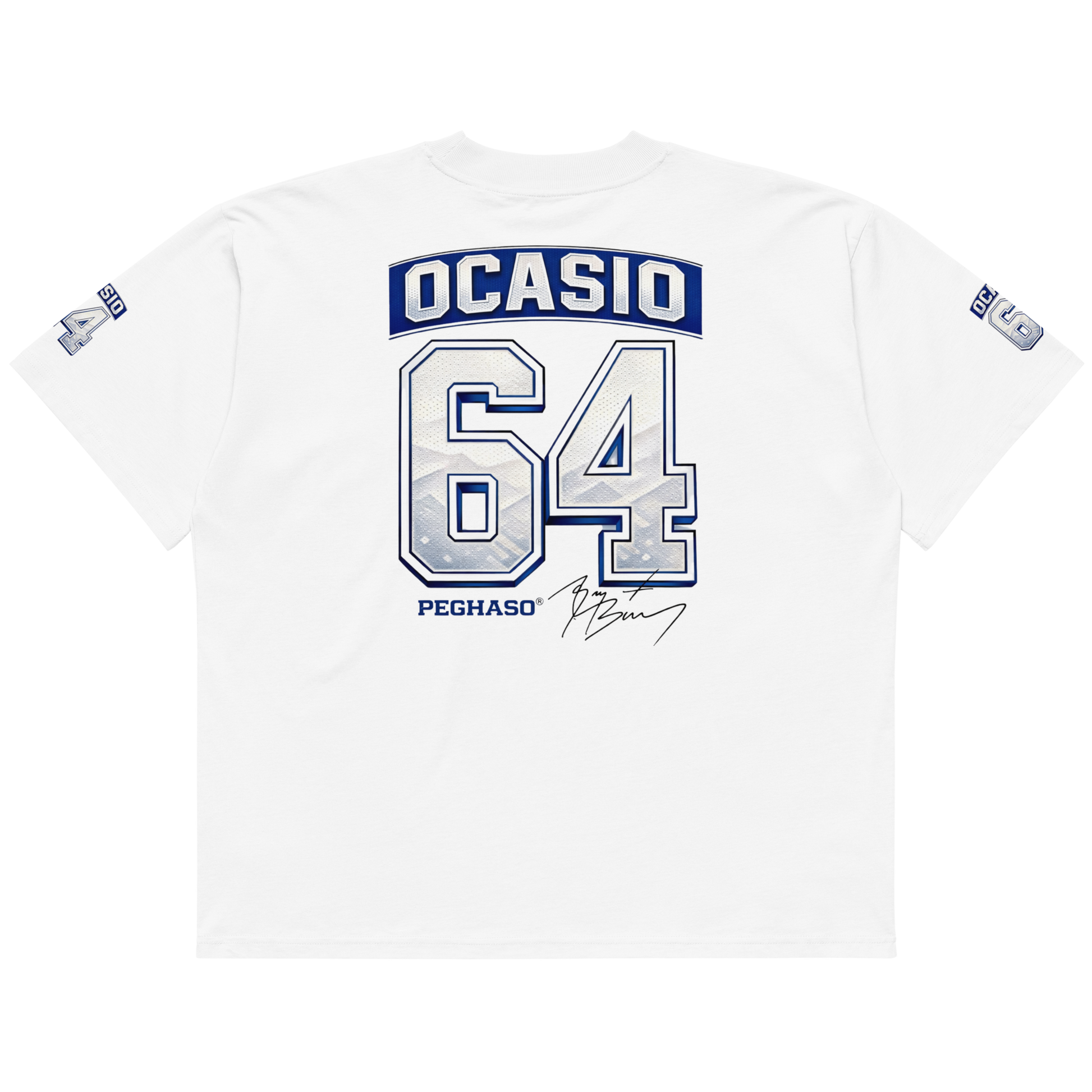 Camiseta Ocasio 64 Bad Bunny Super Bowl espalda con firma BAD BUNNY Peghaso