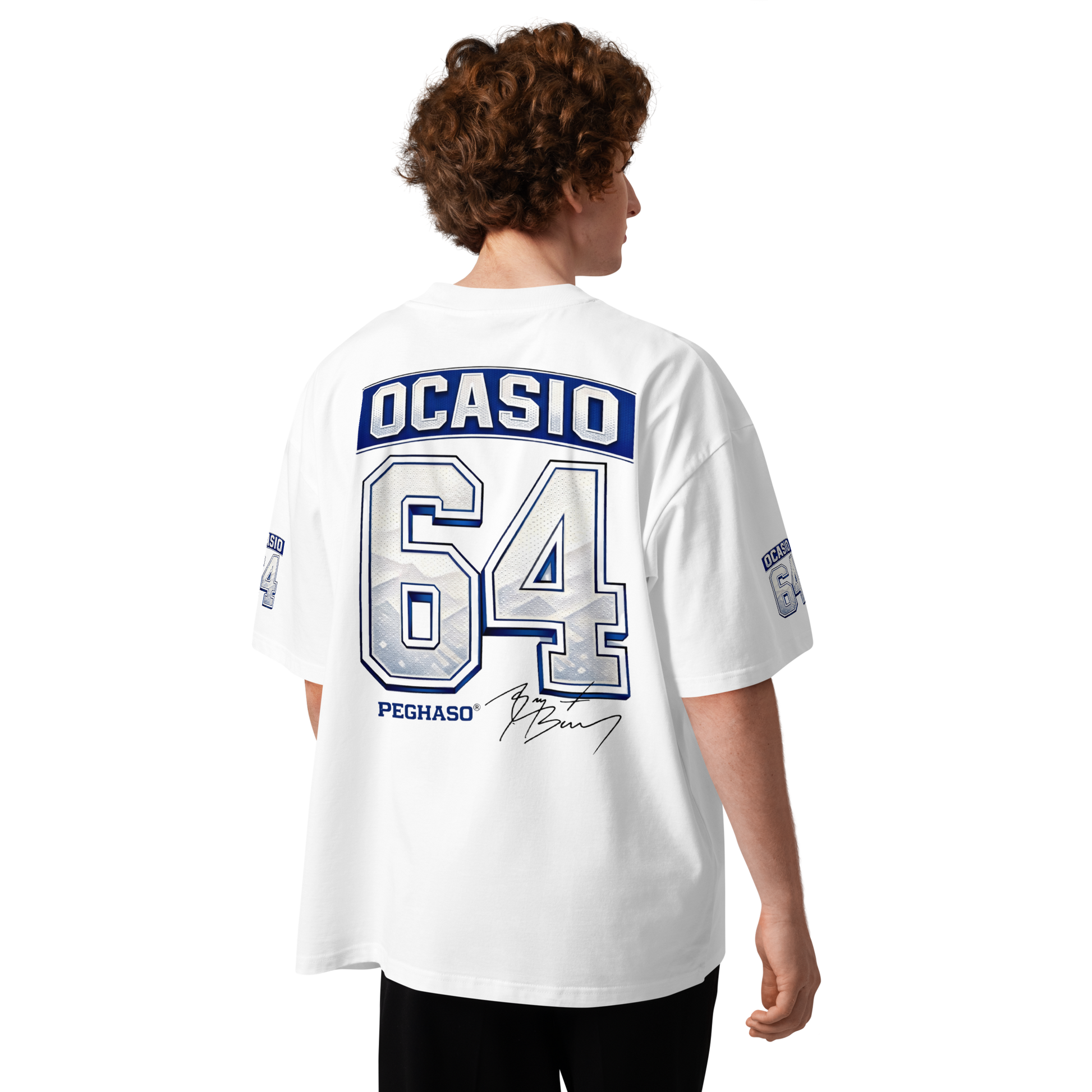 Camiseta Ocasio 64 Bad Bunny Super Bowl espalda con firma BAD BUNNY Peghaso