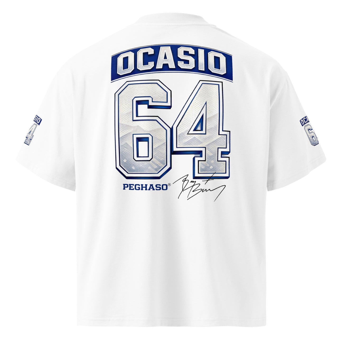 Camiseta Ocasio 64 Bad Bunny Super Bowl espalda con firma BAD BUNNY Peghaso