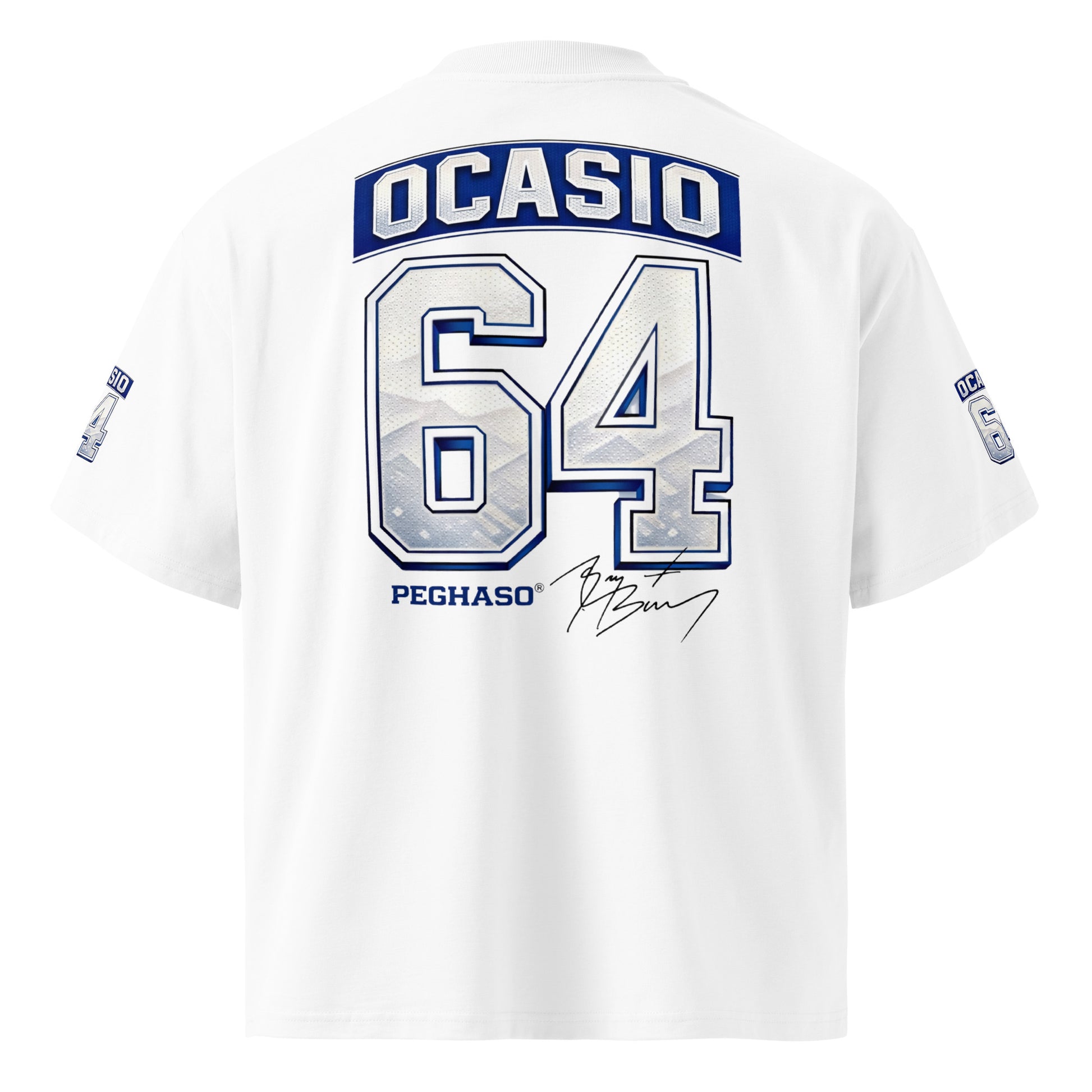 Camiseta Ocasio 64 Bad Bunny Super Bowl espalda con firma BAD BUNNY Peghaso