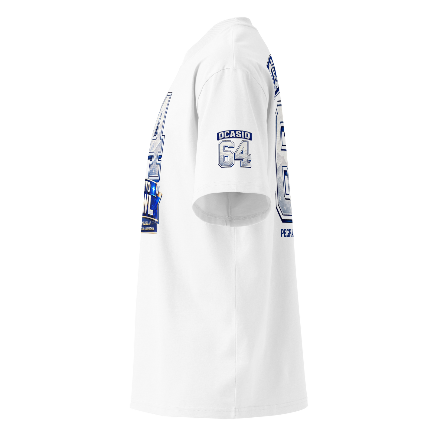 Fit oversize camiseta blanca Ocasio 64 estilo streetwear Bad Bunny. CAMISETA SUPER BOWL 2026