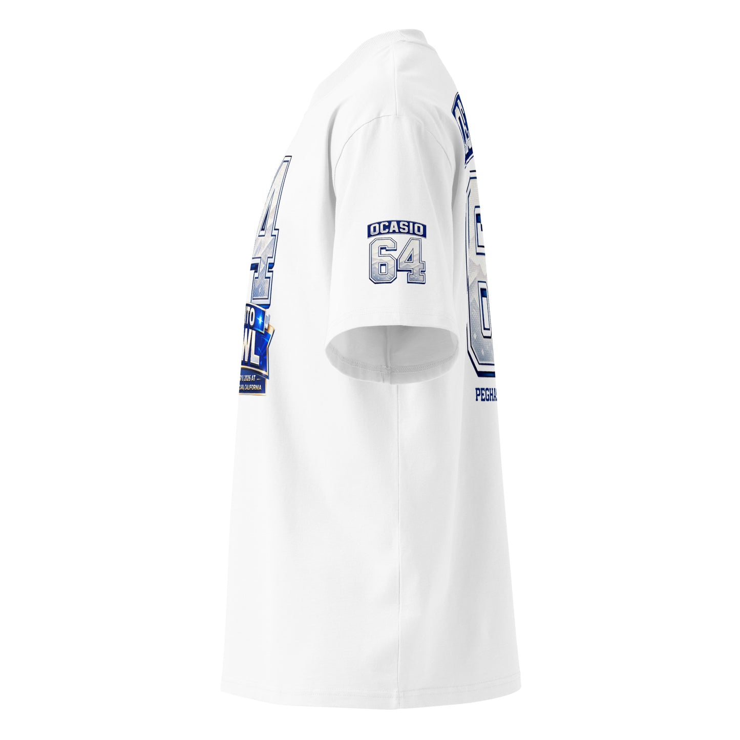 Fit oversize camiseta blanca Ocasio 64 estilo streetwear Bad Bunny. CAMISETA SUPER BOWL 2026