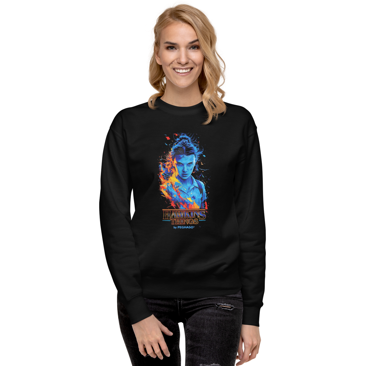 Sudadera negra 011 Once Eleven Stranger Things colección PEGHASO.