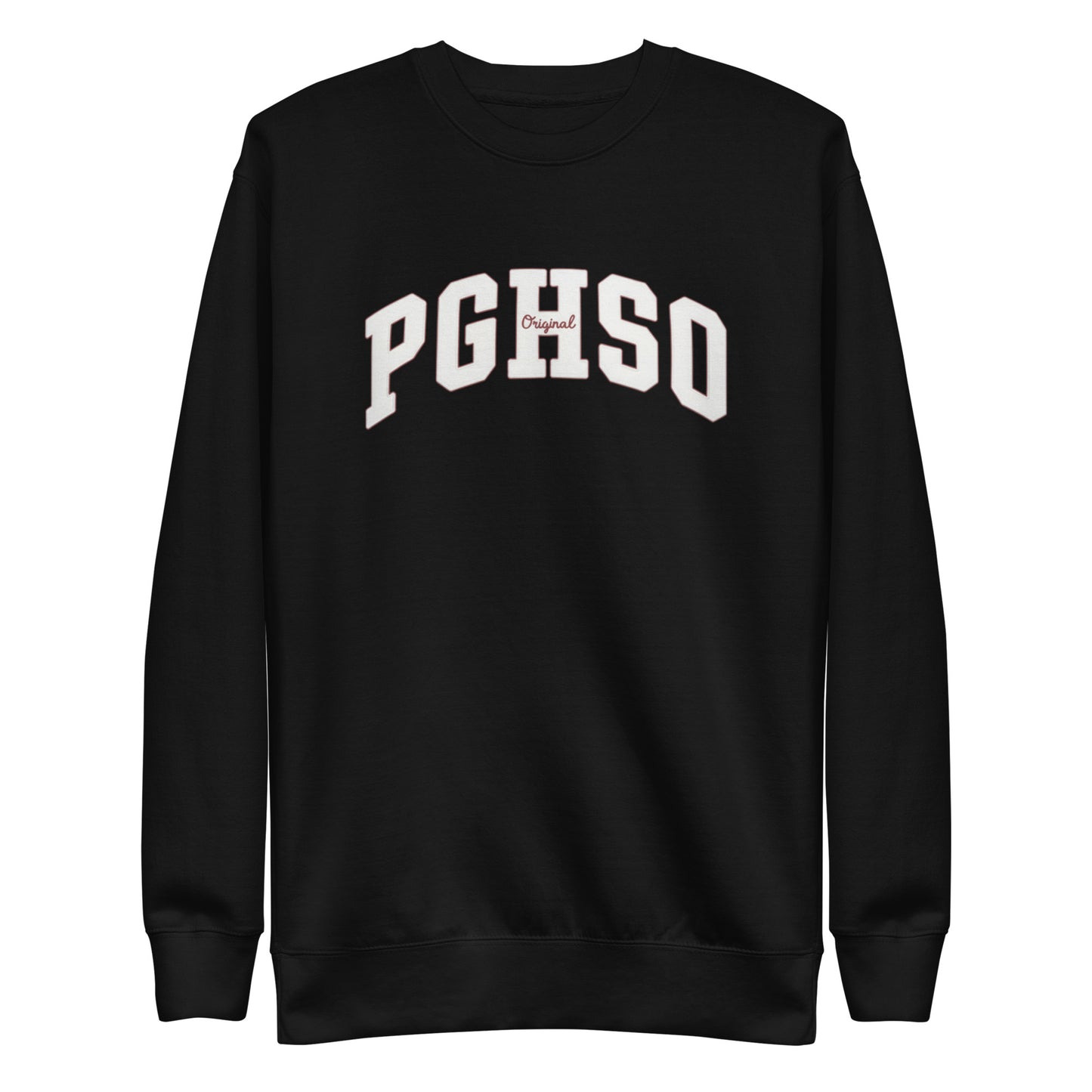 Sudadera premium PEGHASO PGHS en color negro, vista frontal con logo PGHSO en blanco.