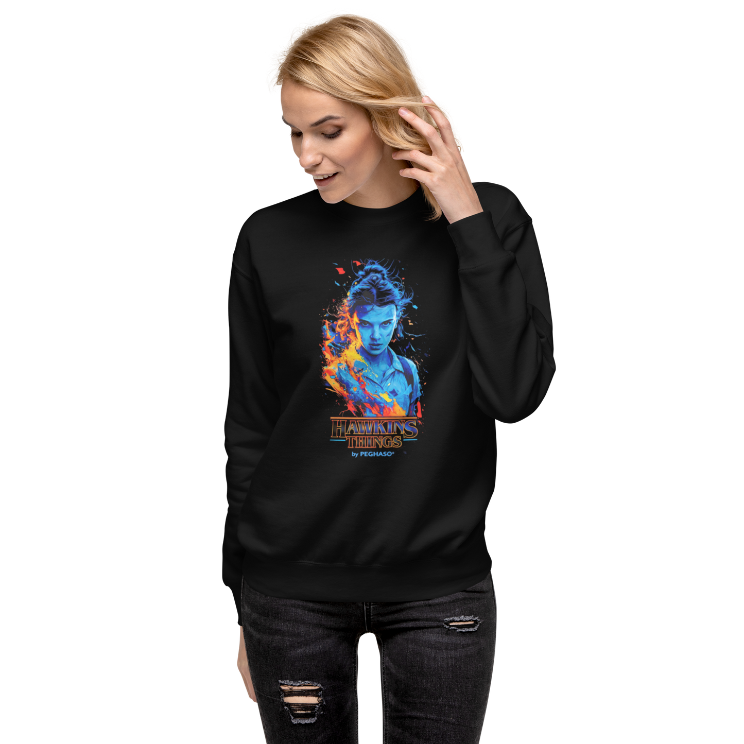 Sudadera negra 011 Once Eleven Stranger Things colección PEGHASO.